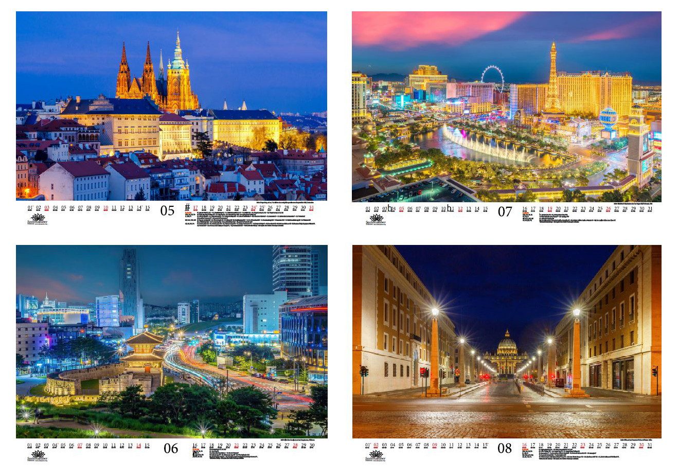 Seelenzauber Wandkalender Städtezauber City Lights DIN A3 Kalender für 2026 Nächtliche Städte