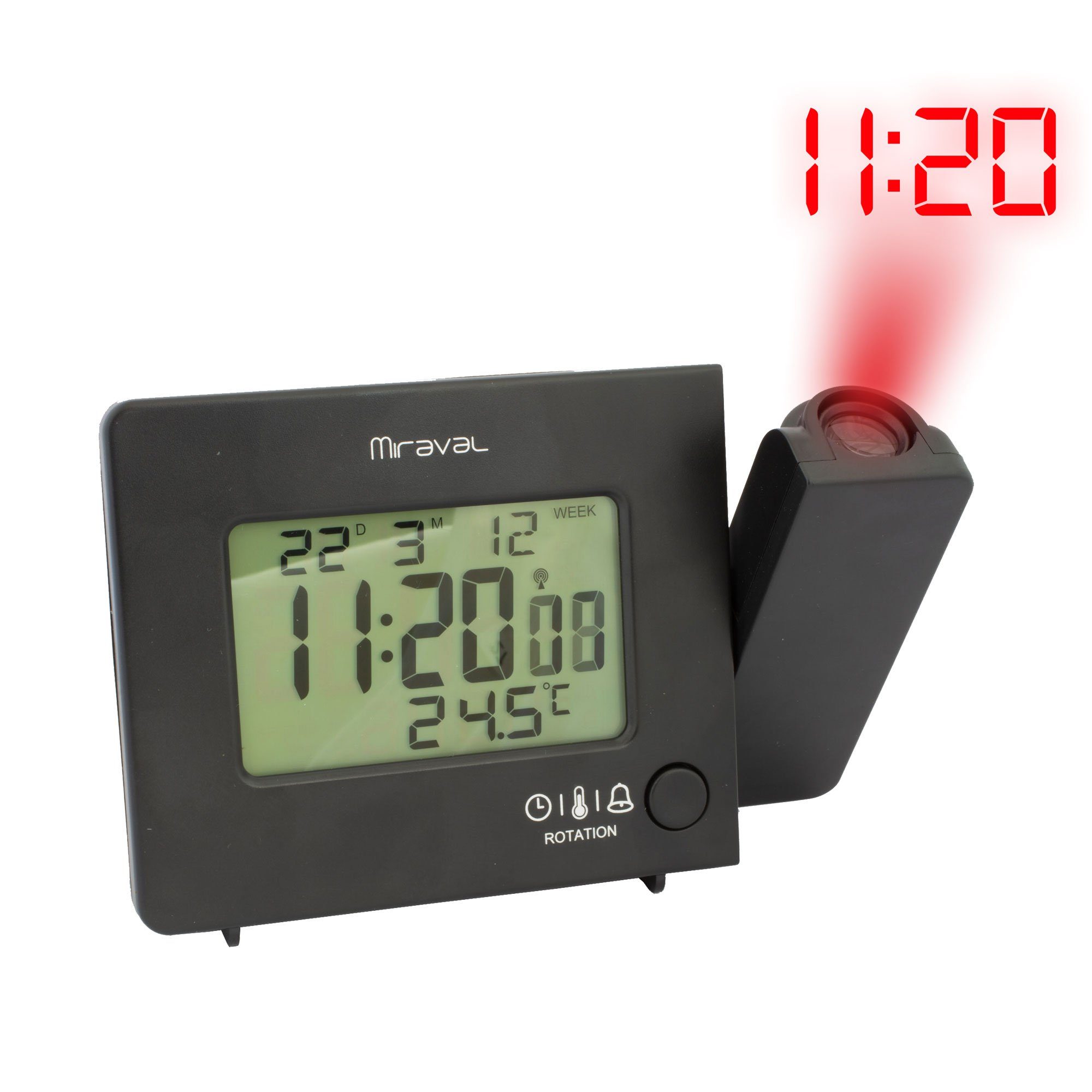 Funkwecker Miraval Funk-Projektionswecker Funkwecker USB 2 Alarme Temperatur