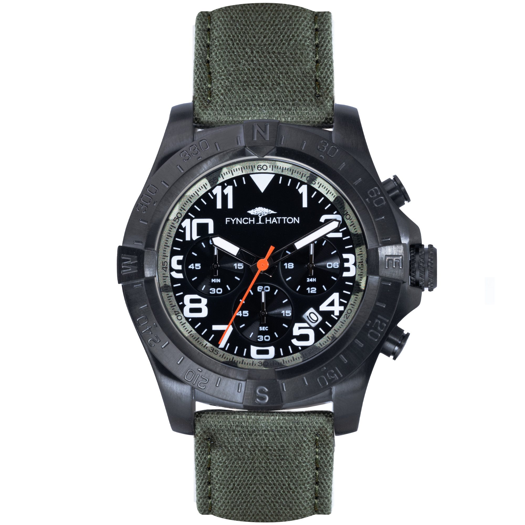 FYNCH-HATTON Chronograph FHT-0001-LC, Quarzuhr, Armbanduhr, Herrenuhr, Lederarmband, analog, Tag