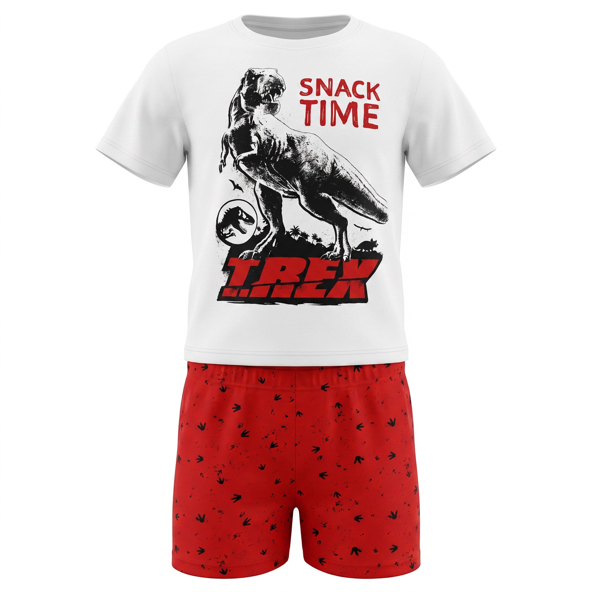 Jurassic World Schlafanzug Jurassic World T-Rex Dino Kinder kurzarm Pyjama Gr. 98 bis 128