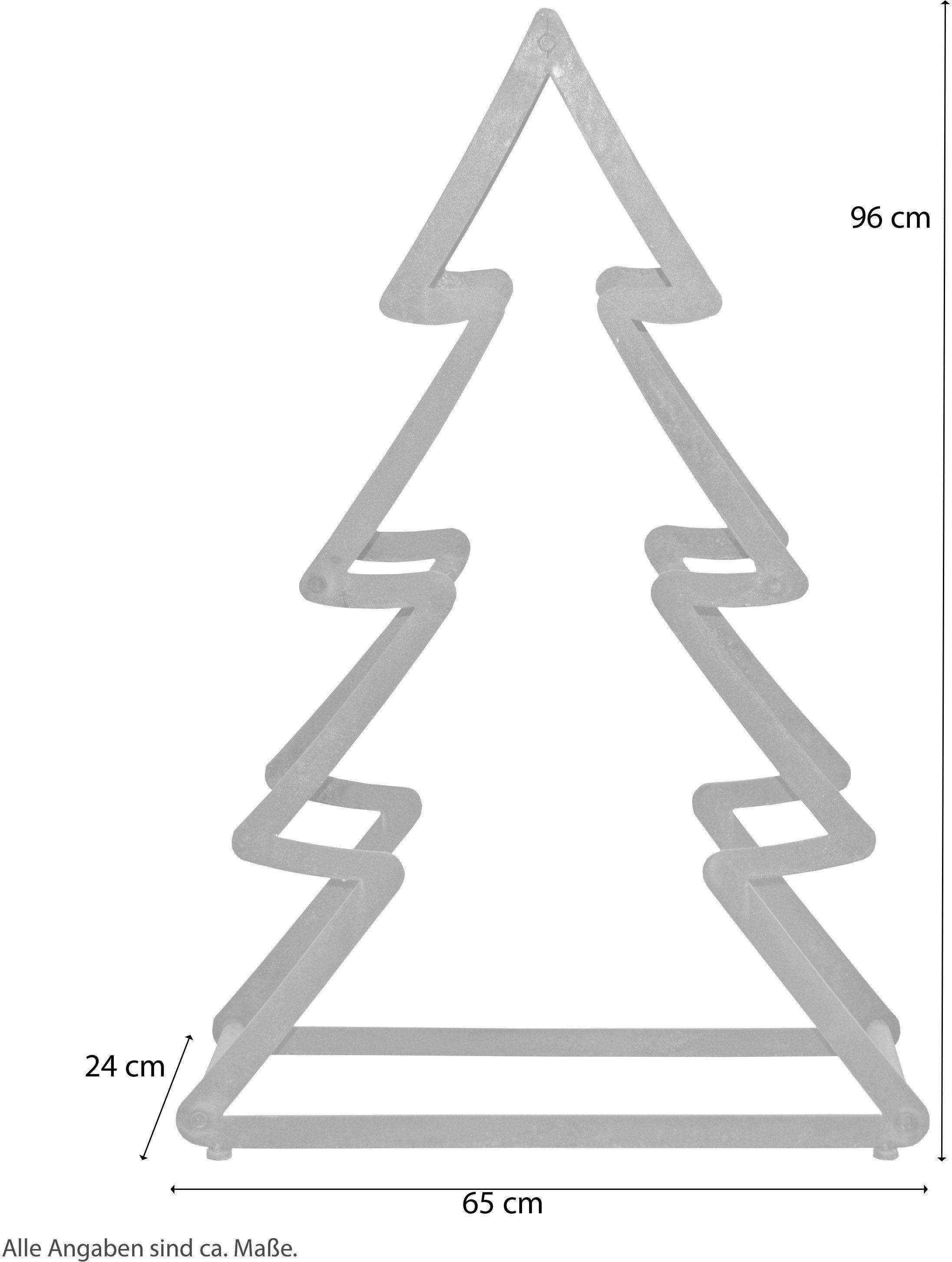 HOFMANN LIVING AND MORE Dekobaum Weihnachtsbaum, Weihnachtsdeko aussen, aus Metall, mit rostiger Oberfläche, Höhe ca. 95 cm