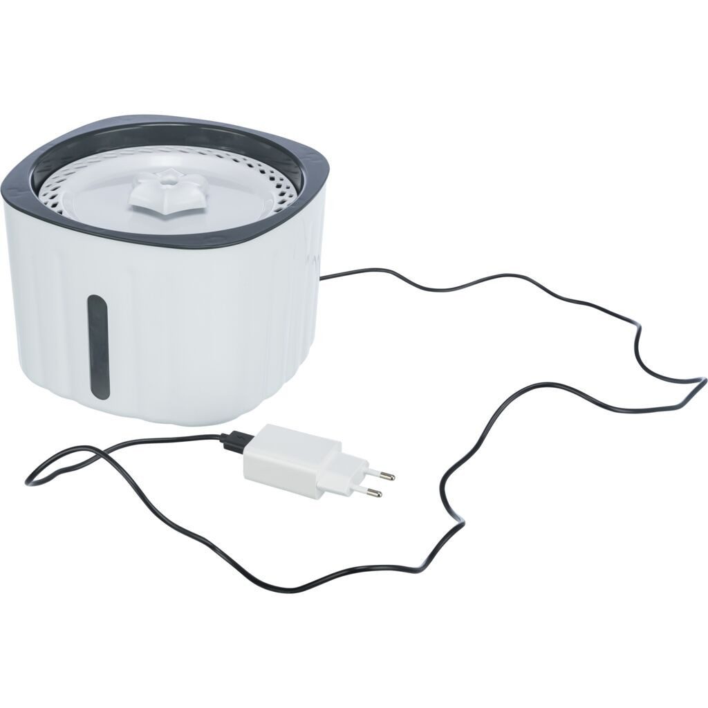 TRIXIE Trinkbrunnen Trinkbrunnen Flower - weiß/grau - 2 l/18,5 × 13 × 18,5 cm