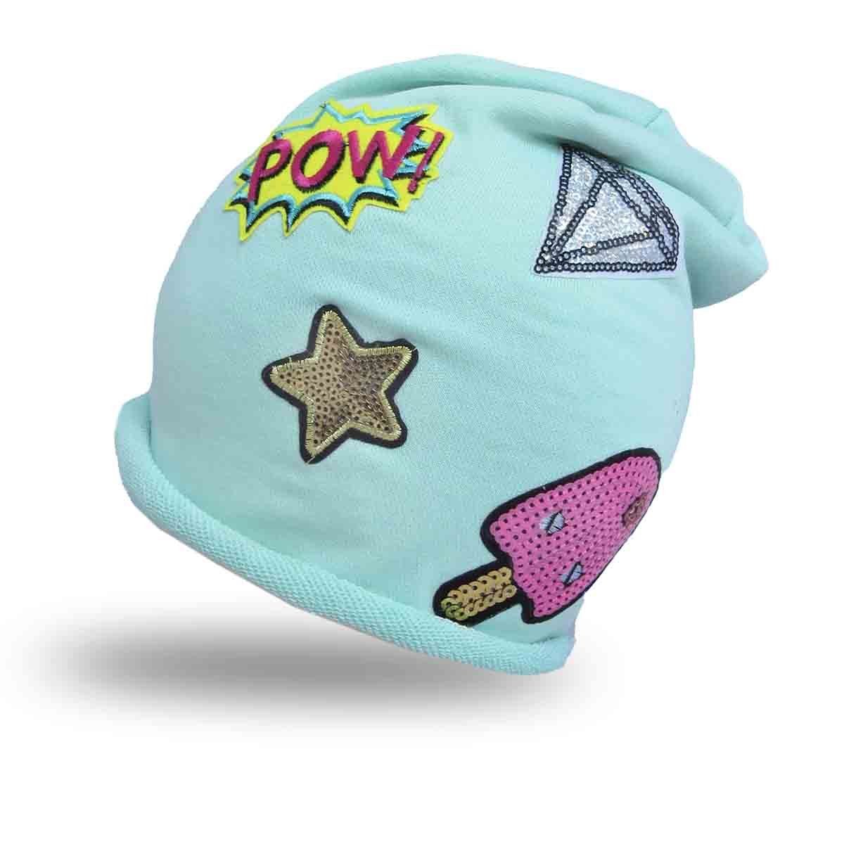 Sonia Originelli Beanie Beanie Mütze Patch Aufnäher Diamant Eis trend Baumwolle Patchapplikationen tuerkis