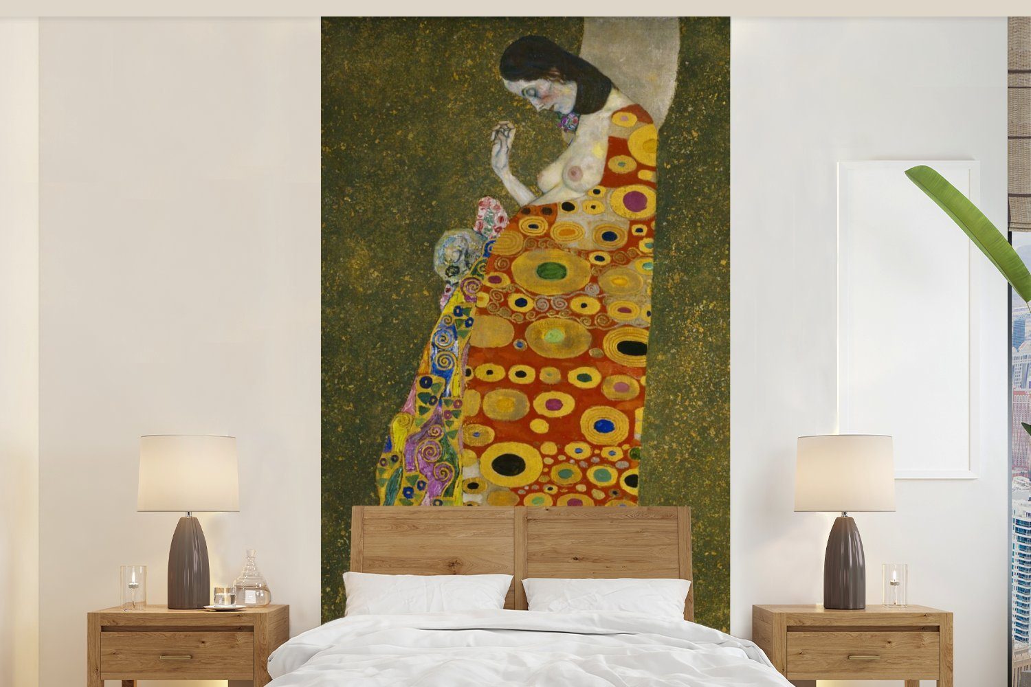 MuchoWow Fototapete Hoffnung II - Gemälde von Gustav Klimt, Matt, bedruckt,  (2 St), Vliestapete für Wohnzimmer Schlafzimmer Küche, Fototapete