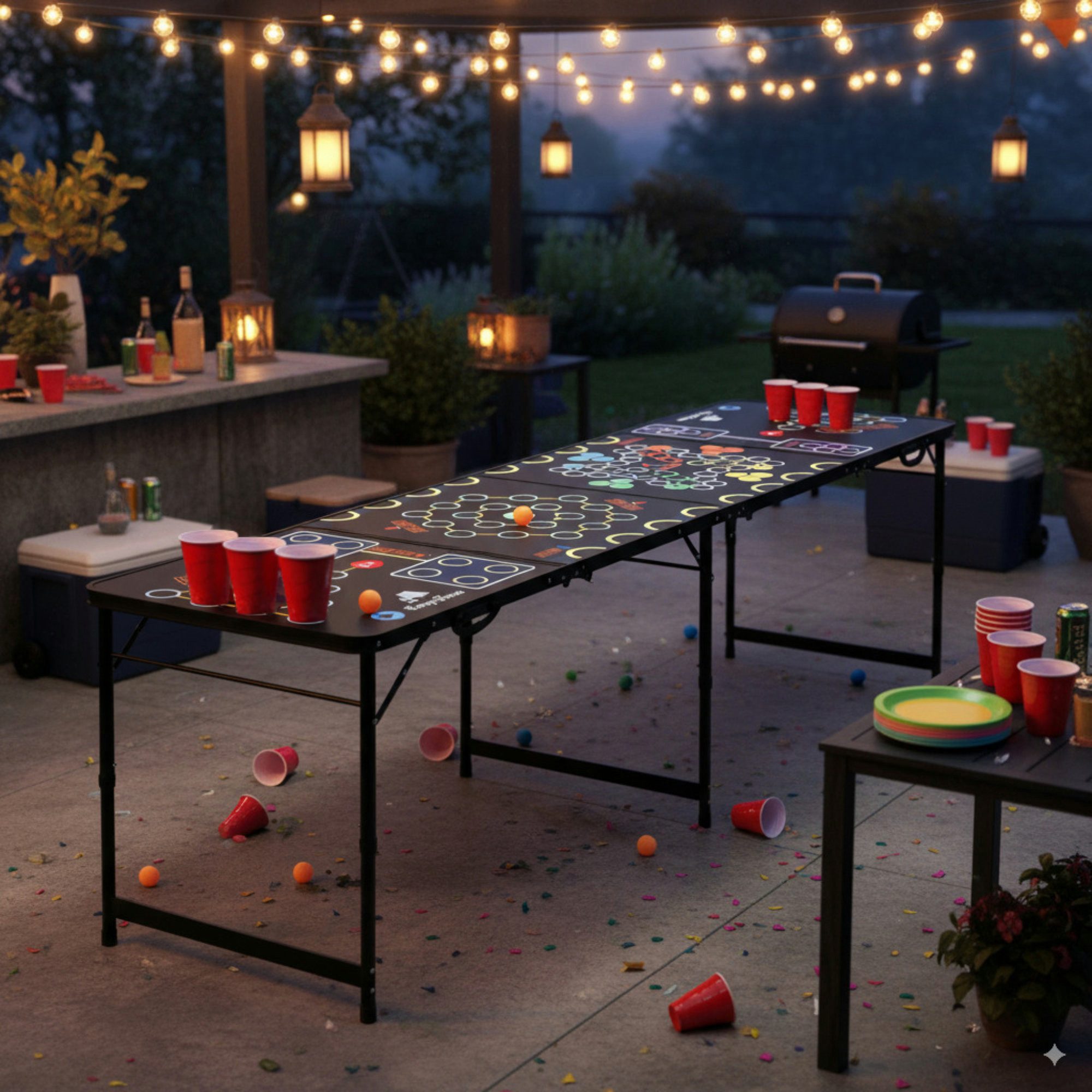 CampFeuer Spielzeug-Gartenset Bierpong Tisch, Klappbarer 6 in 1 Party Multigame Tisch, Trinkspiel, (1-tlg)
