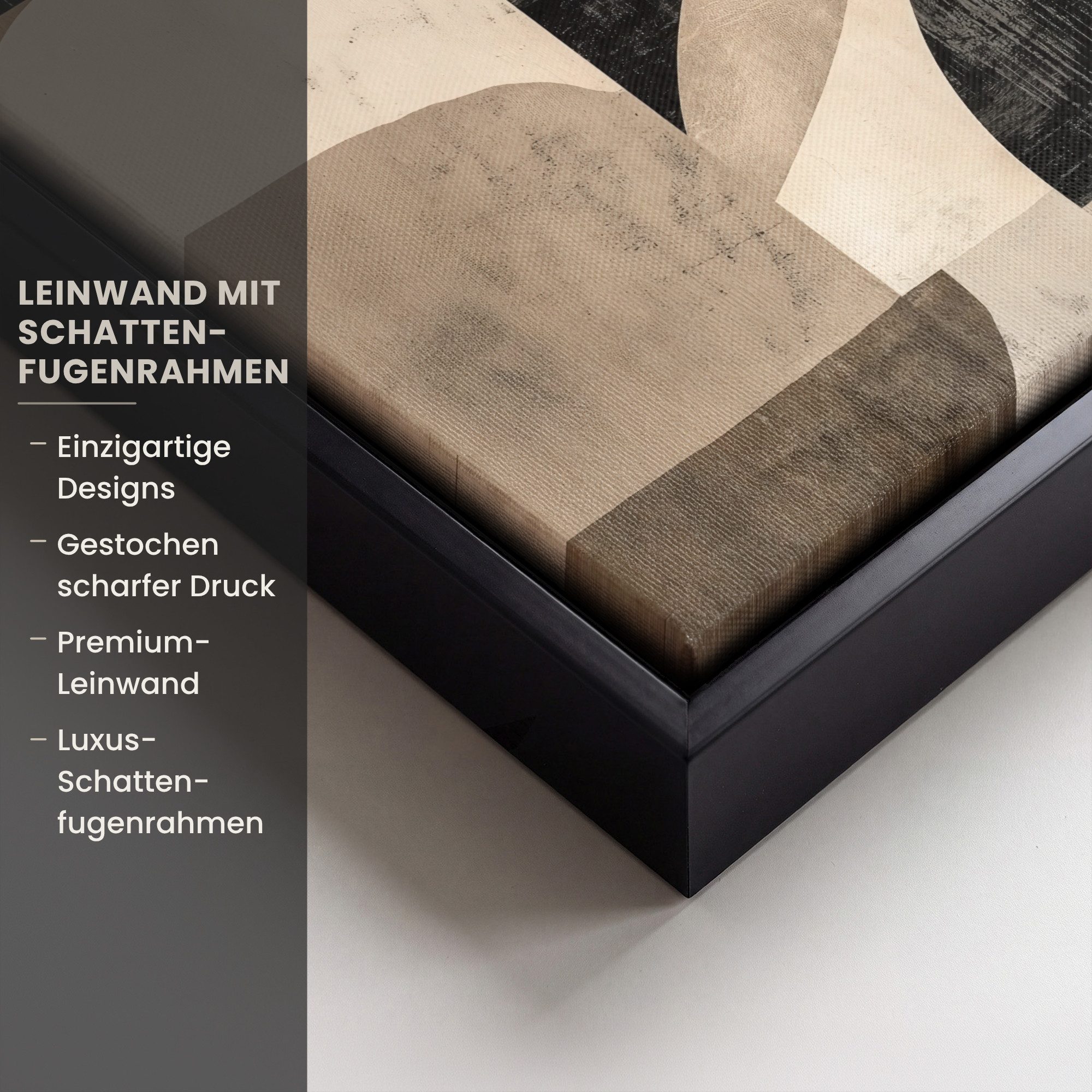 OneMillionCanvasses® Leinwandbild mit Rahmen - Abstrakt - Formen - Modern - Beige, Fotodruck (1 St), Leinwand Bilder Klein, Wand Dekoration Aesthetic 20x20cm – Bild 3 von 5
