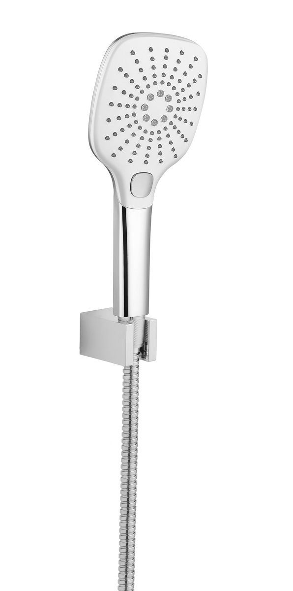Sapho Handbrause Dusche-Set 3 Brausearten, Silikondüsen, fester Halter, Schlauch 1500mm, Sapho-1204-62