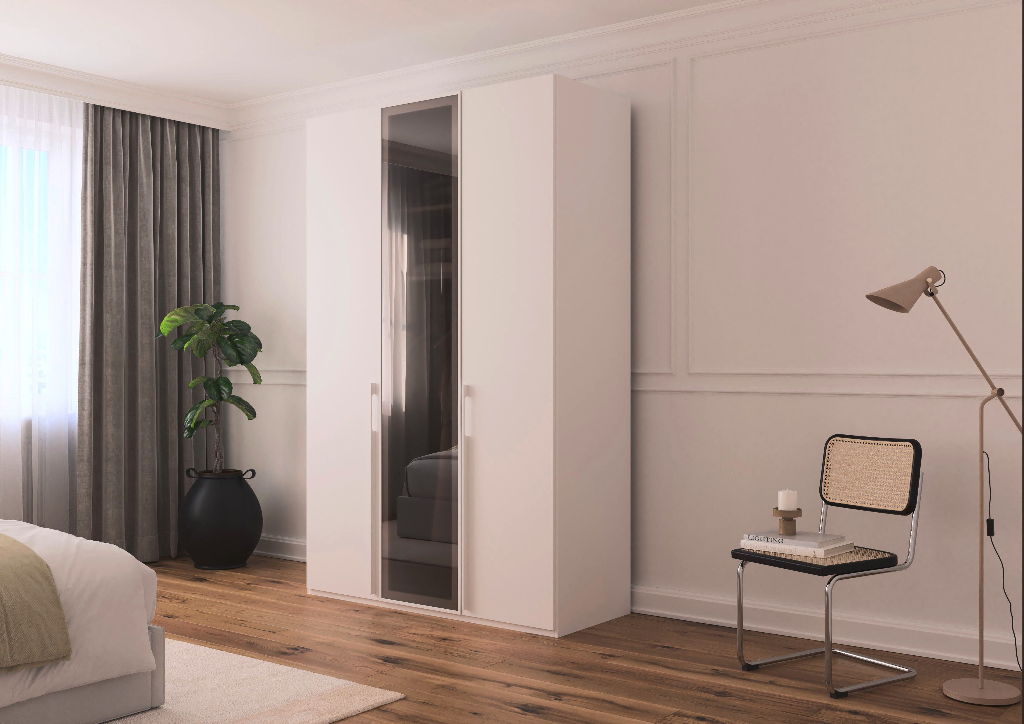 rauch Drehtürenschrank Schrank Garderobe SKAT SHINE Breiten 151/201/251/301cm, Höhe 223/235cm (3 verschiedene Ausstattungen BASIC/CLASSIC/PREMIUM (inkl. SOFT-CLOSE) edle Schrankfront mittig hochwertige Glasrahmentüren MADE IN GERMANY