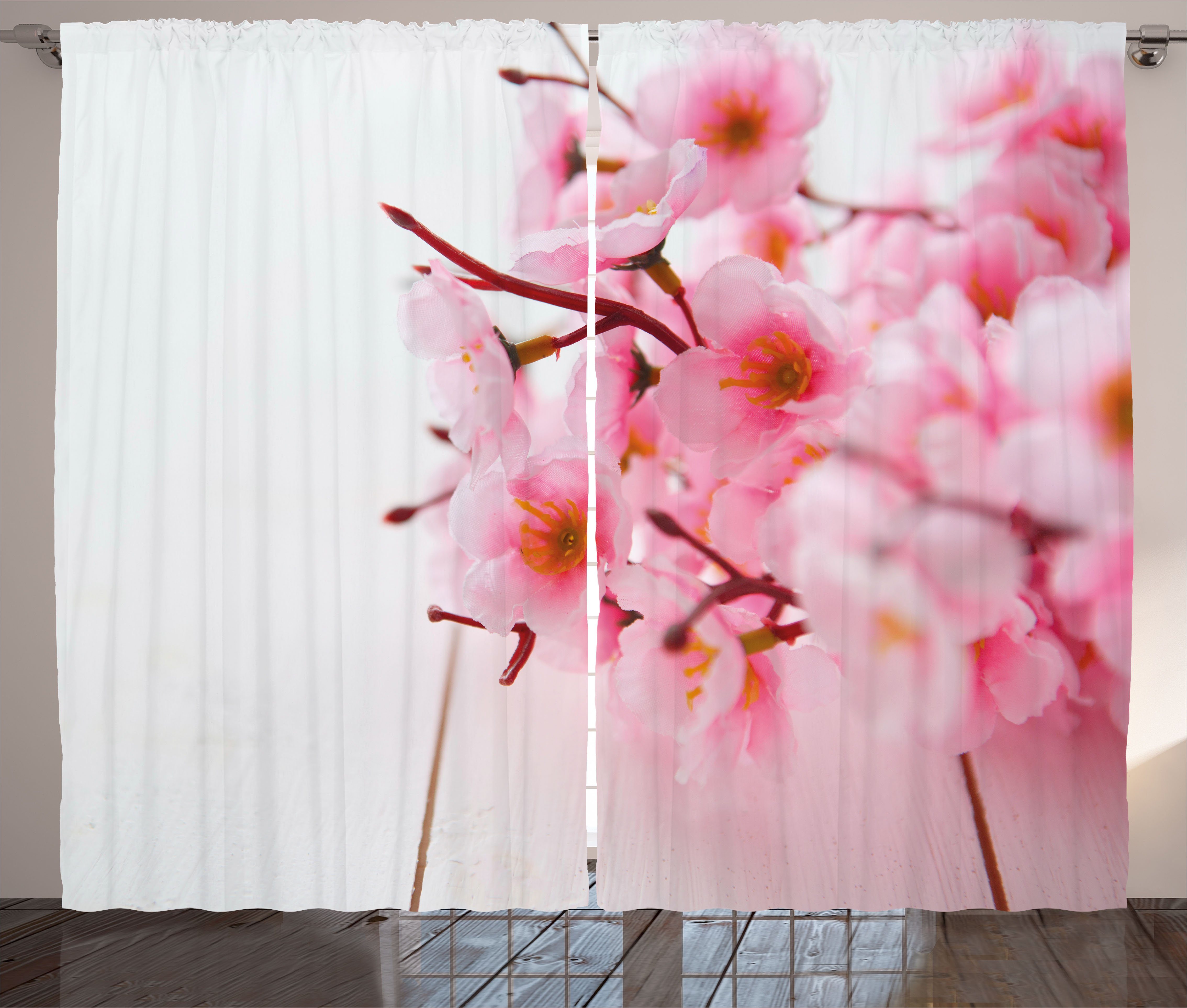 Abakuhaus, Kräuselband Vorhang Blossom und Schlaufen Gardine Schlafzimmer Blumen mit Haken, Petals Cherry
