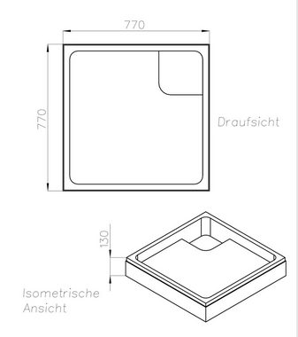 OTTOFOND Duschwanne Set Quadratische Duschwanne, quadratisch, Sanitäracryl, 3-St., 800x800/30 mm