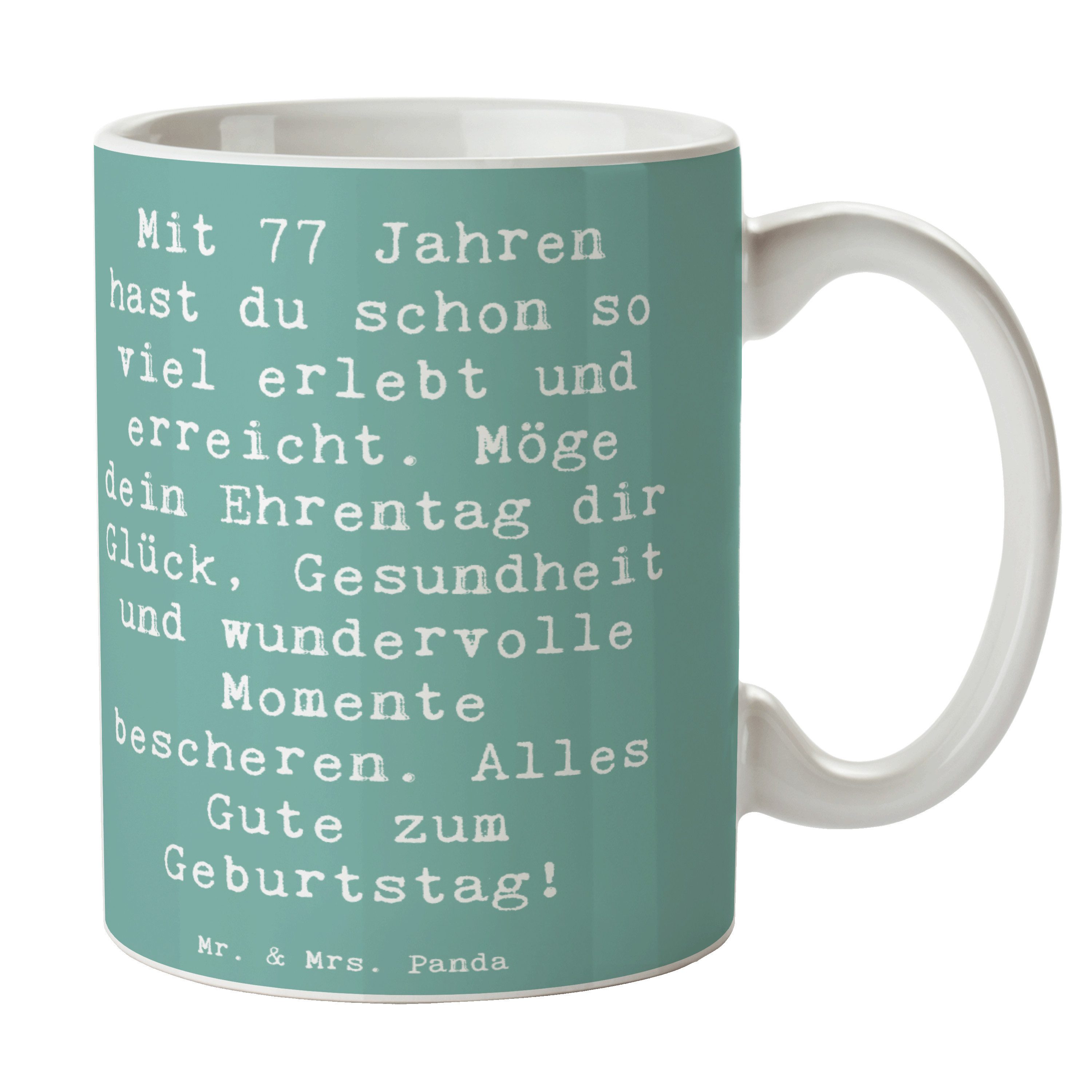 Mr. & Mrs. Panda Tasse Spruch 77. Geburtstag Glückwunsch, Keramiktasse, Meeresbrise, besonde, Keramik, Kaffeepott kaffeetasse keramik Bürotasse