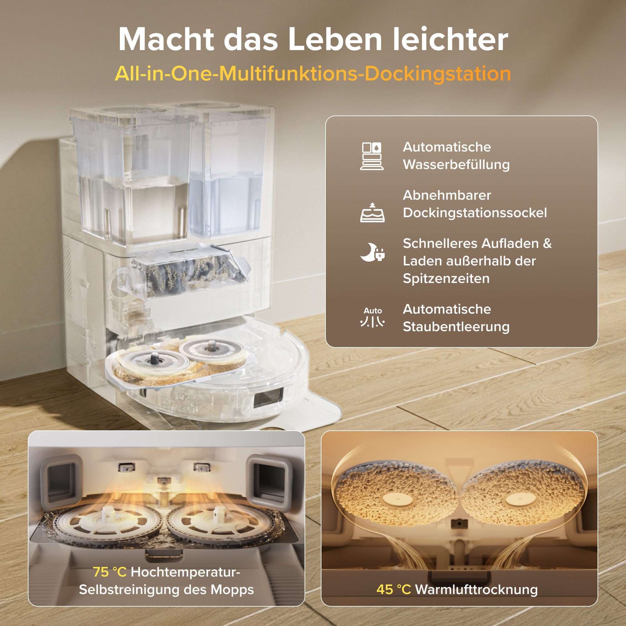 Roborock Saugroboter mit Wischfunktion Qrevo S Pro, verbessert von QV 35A, 18.500 Pa