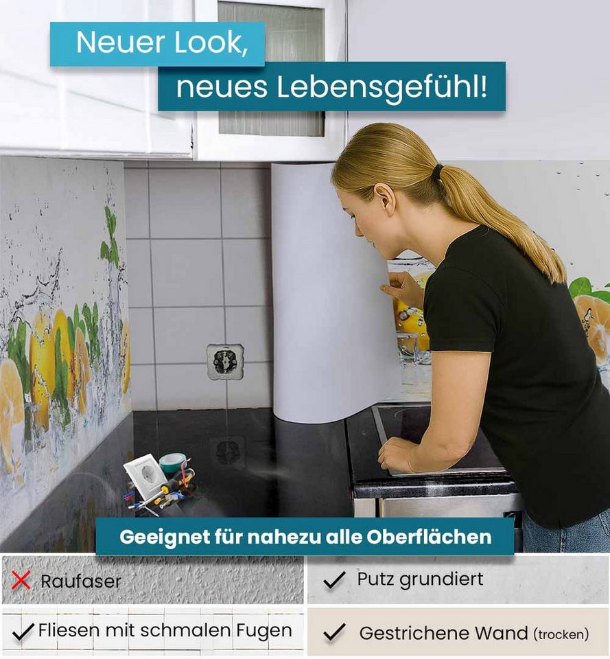 Thumbnail - MyMaxxi Dekorationsfolie Küchenrückwand selbstklebend Eiffelturm Unterseite Spritzschutz Folie, (Klebefolie passend gesc...