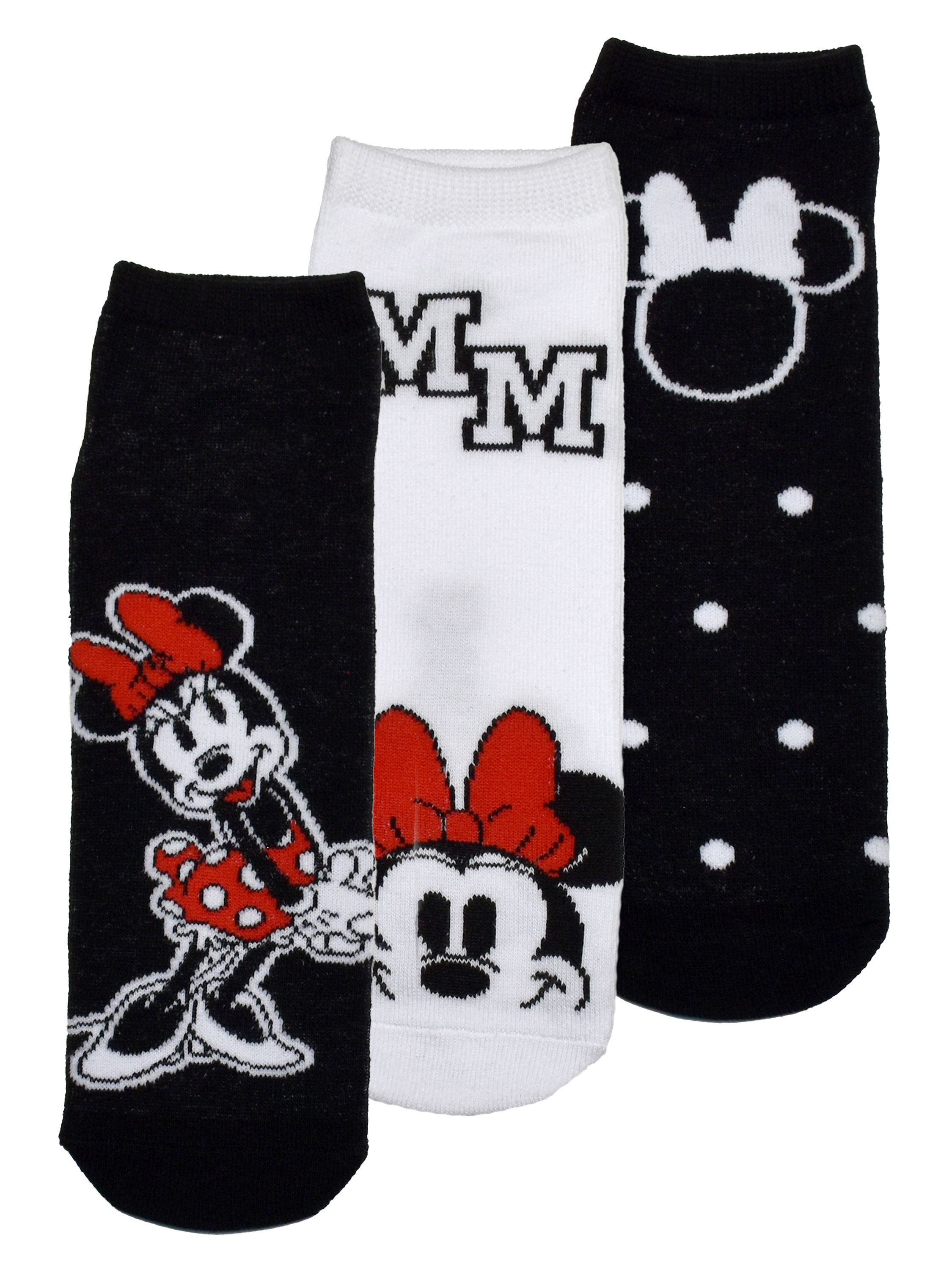 United Labels® Socken Disney Minnie Mouse Socken Sneaker Strümpfe (3er Pack) Originallizenz