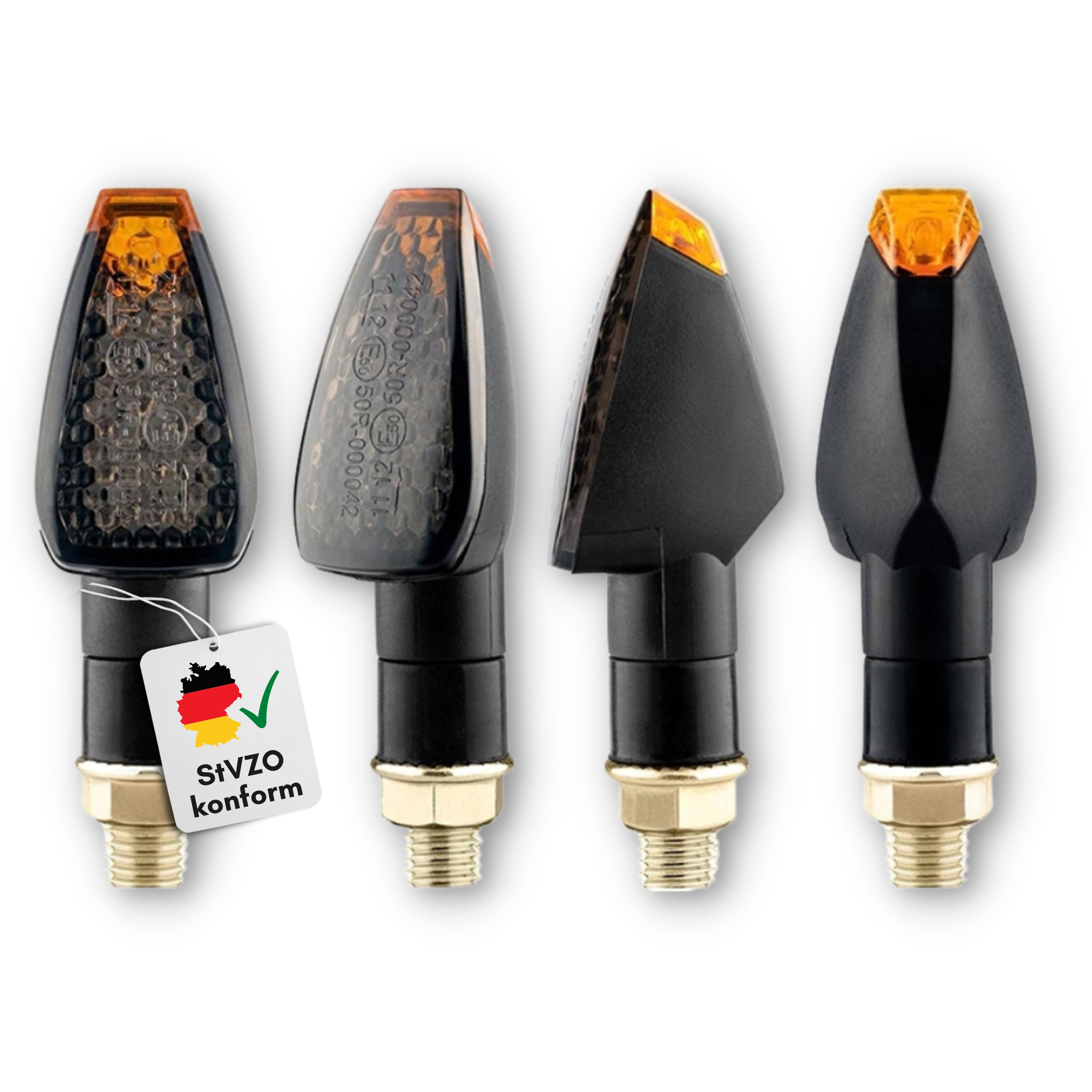 Blinker 4x Motorrad LED Blinker Mini Rauchglas Getönt E Geprüft