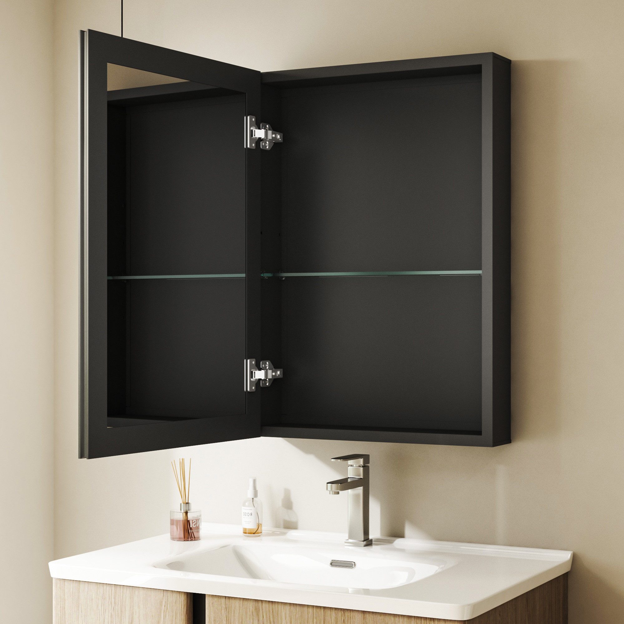 Hopibath Badezimmerspiegelschrank mit ablage Aluminium Spiegelschrank günstig online kaufen