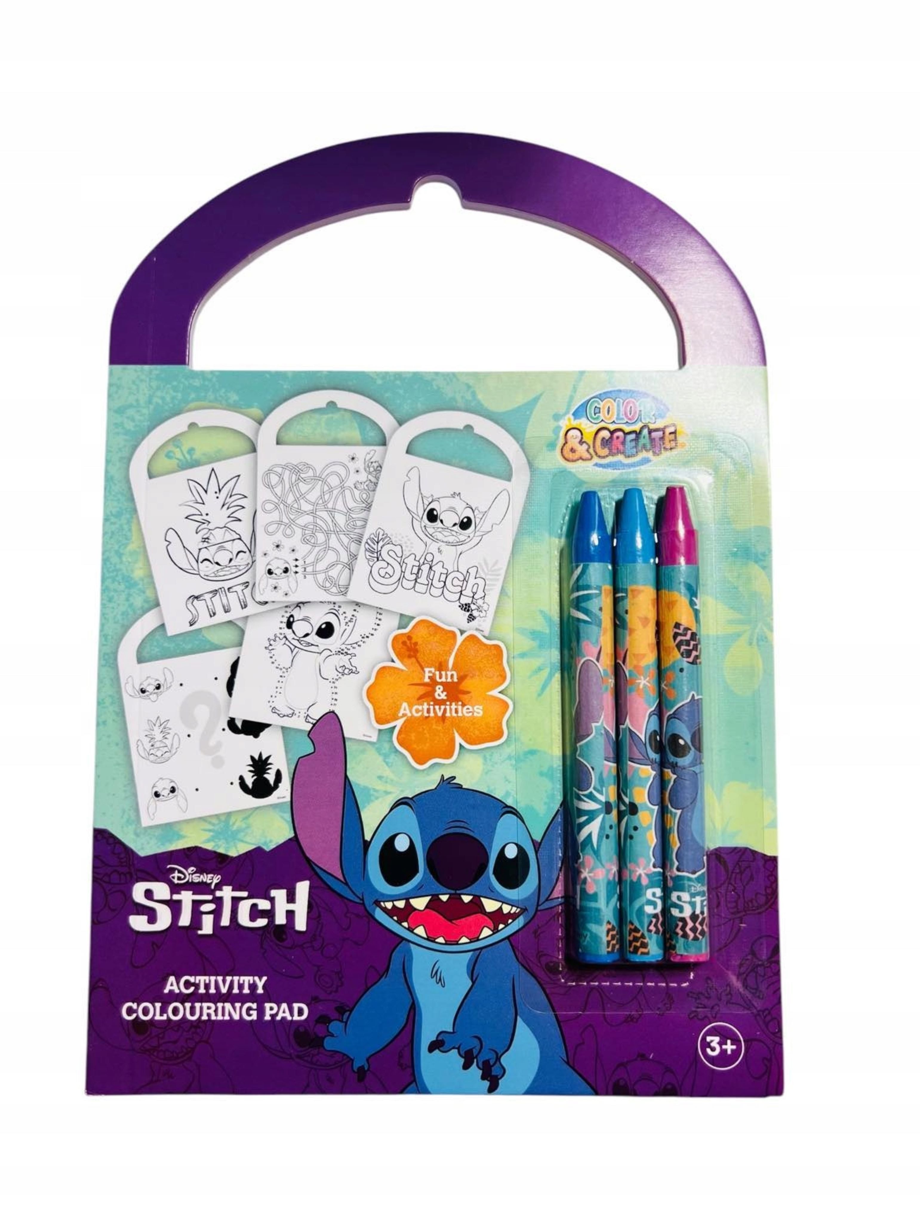 Disney Malvorlage Disney STITCH – Kreatives Malset mit Aufgaben & Wachsmalstiften