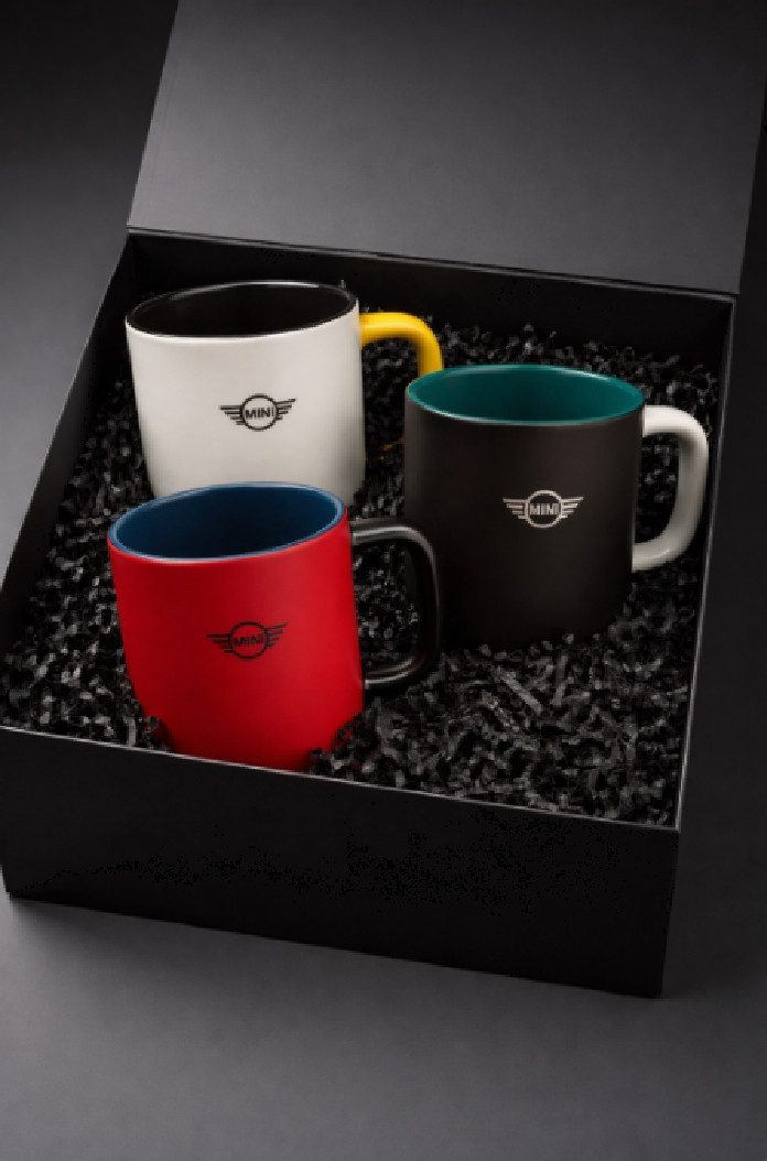 MINI Tasse Mini 3 Teiliges Geschenkset Geschenkbox Tasse Kaffeetasse Becher, 3-tlg.