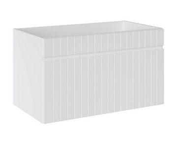 einfachgutemoebel Waschtisch-Set Badezimmer VITTAVLA 80cm Set 3-tlg., mit Aufsatzbecken, matt-weiß, (Badmöbel Set, 1-St., Waschtisch Set 3-teilig)