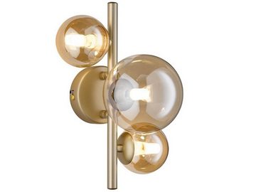 WOFI LED Wandleuchte, LED wechselbar, Warmweiß, innen, ausgefallene Bubble Lampe 4x Glas-kugel, Gold matt, Höhe 28cm