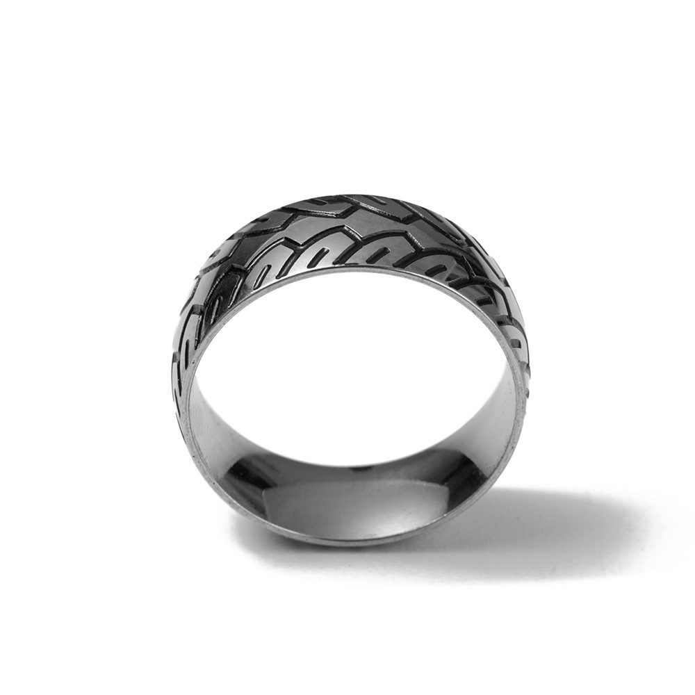 Firetti Fingerring Schmuck Geschenk Edelstahl Damenring Herrenring Autoreifen-Spur, Made in Germany