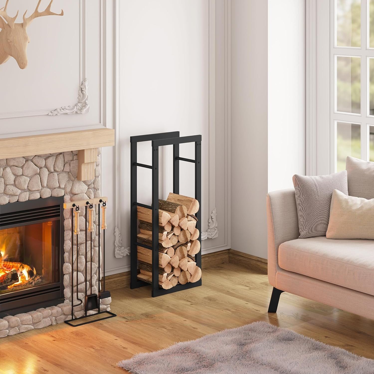 EUGAD Kaminholzregal, BxTxH:40x25x100 cm, (1-St), Innen Außen aus Metall für Kaminholz