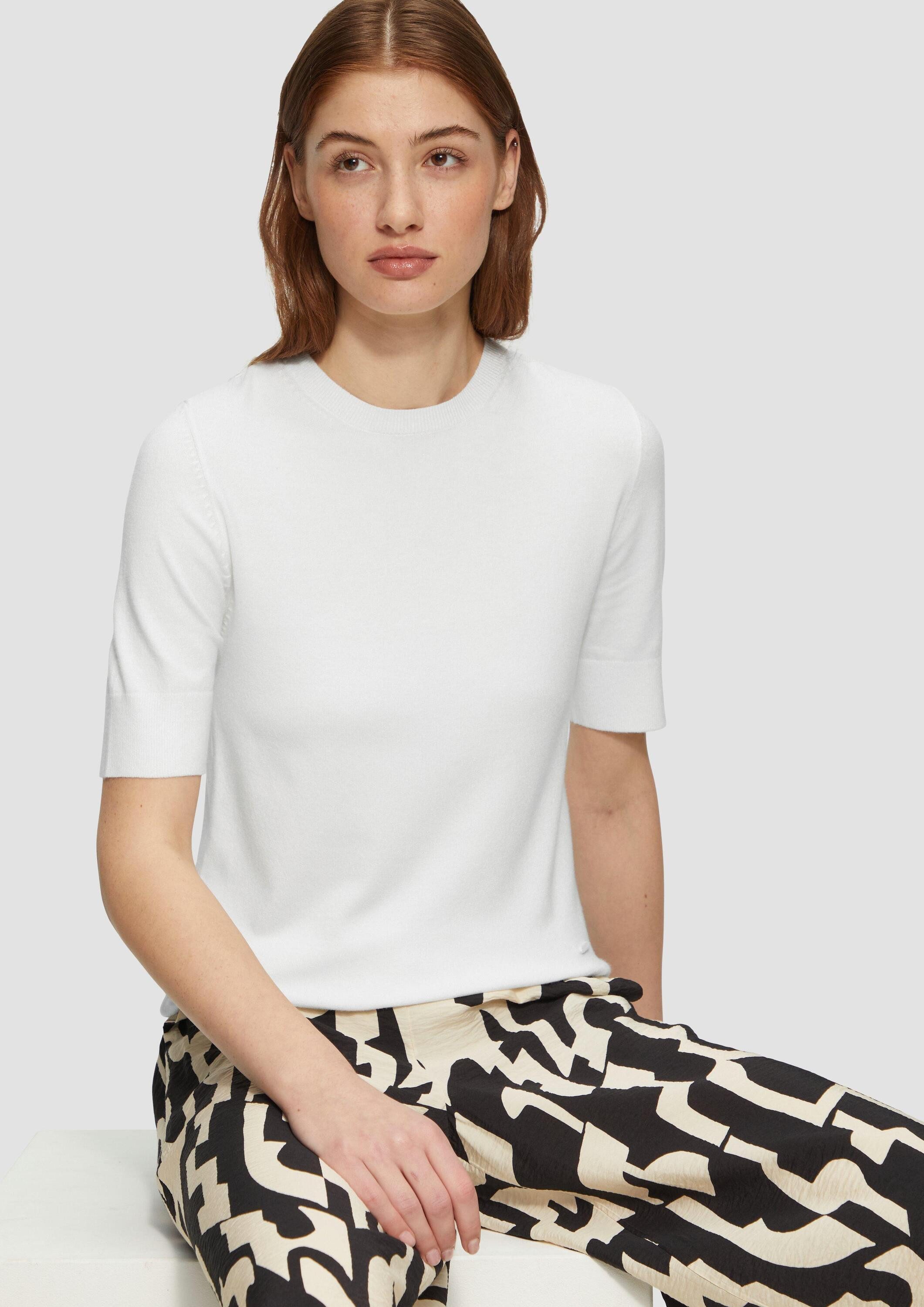 s.Oliver Kurzarmpullover Strickpullover Kurzärmeliger Strickpullover aus Vi günstig online kaufen