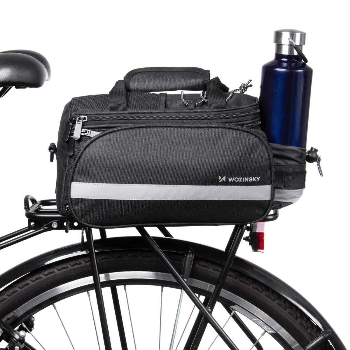 Wozinsky Fahrradtasche WBB36BK, 2-tlg. Doppeltasche mit Reflektoren, spritzwassergeschützt, robust