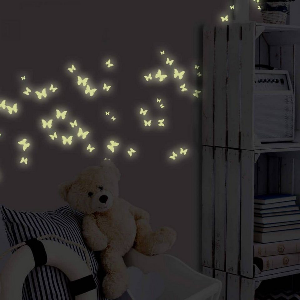 selbstklebend, Kinderzimmer Leuchtsticker 20x28cm K&L Schlafzimmer Leuchtbild Art Wandtattoo Wall Schmetterlinge
