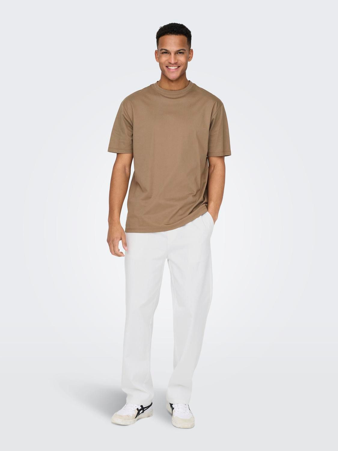 ONLY & SONS Schlupfhose ONSSINUS LOOSE 0007 COT LIN PANT NOOS Baumwolle mit Leinen, locker geschnitten