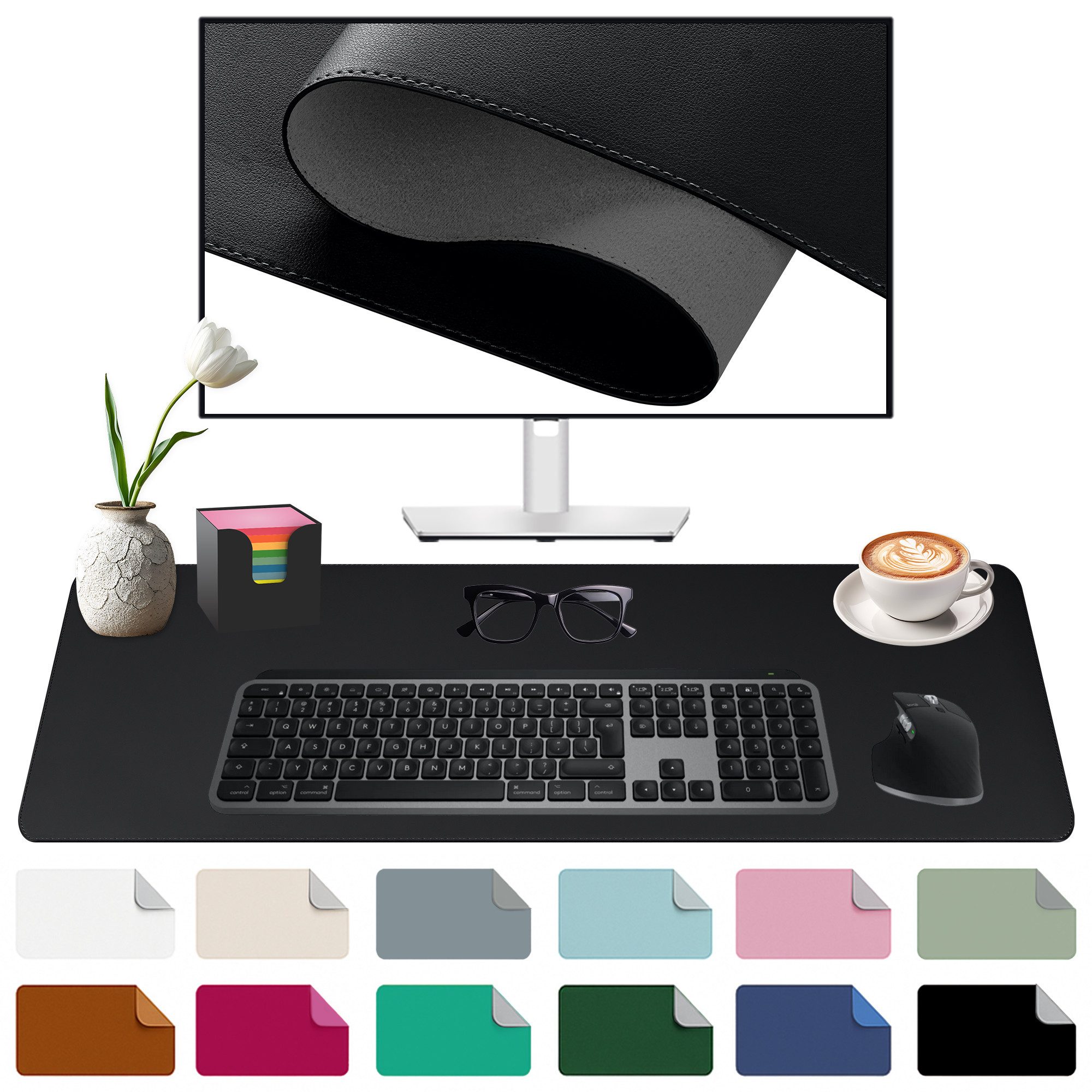 Midori Schreibtischunterlage, (Midori Schreibtischunterlage 60x35cm Mauspad Tischunterlage Schwarz)