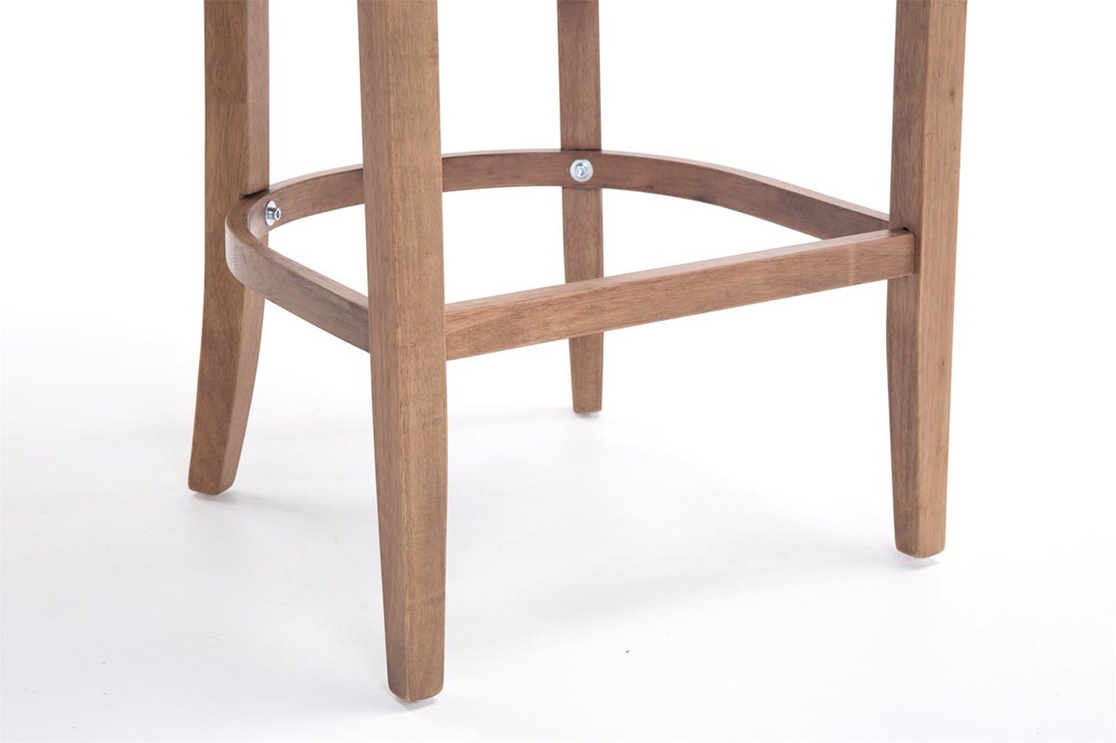 TPFLiving Barhocker Lakewood (mit Rückenlehne - Sitzfläche: für Gestell Holz & Stoff 4-Fuß Hellgrau Fußstütze Antik - hellbraun und Küche), Theke Hocker