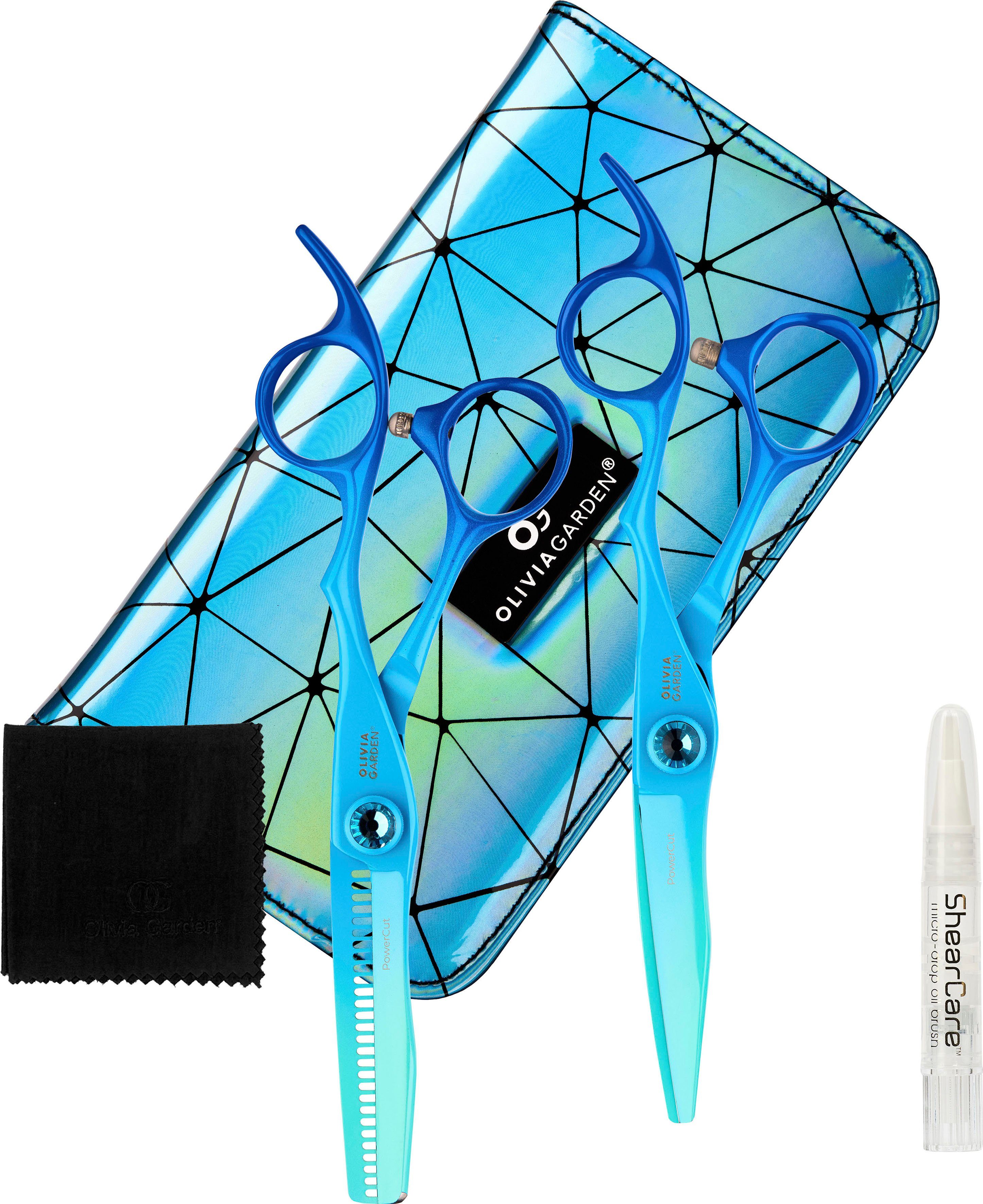 Zoll, Blue GARDEN Haarschere 5,5 PowerCut 2-tlg), OLIVIA Rainbow und Haarschere (Set, Modellierschere