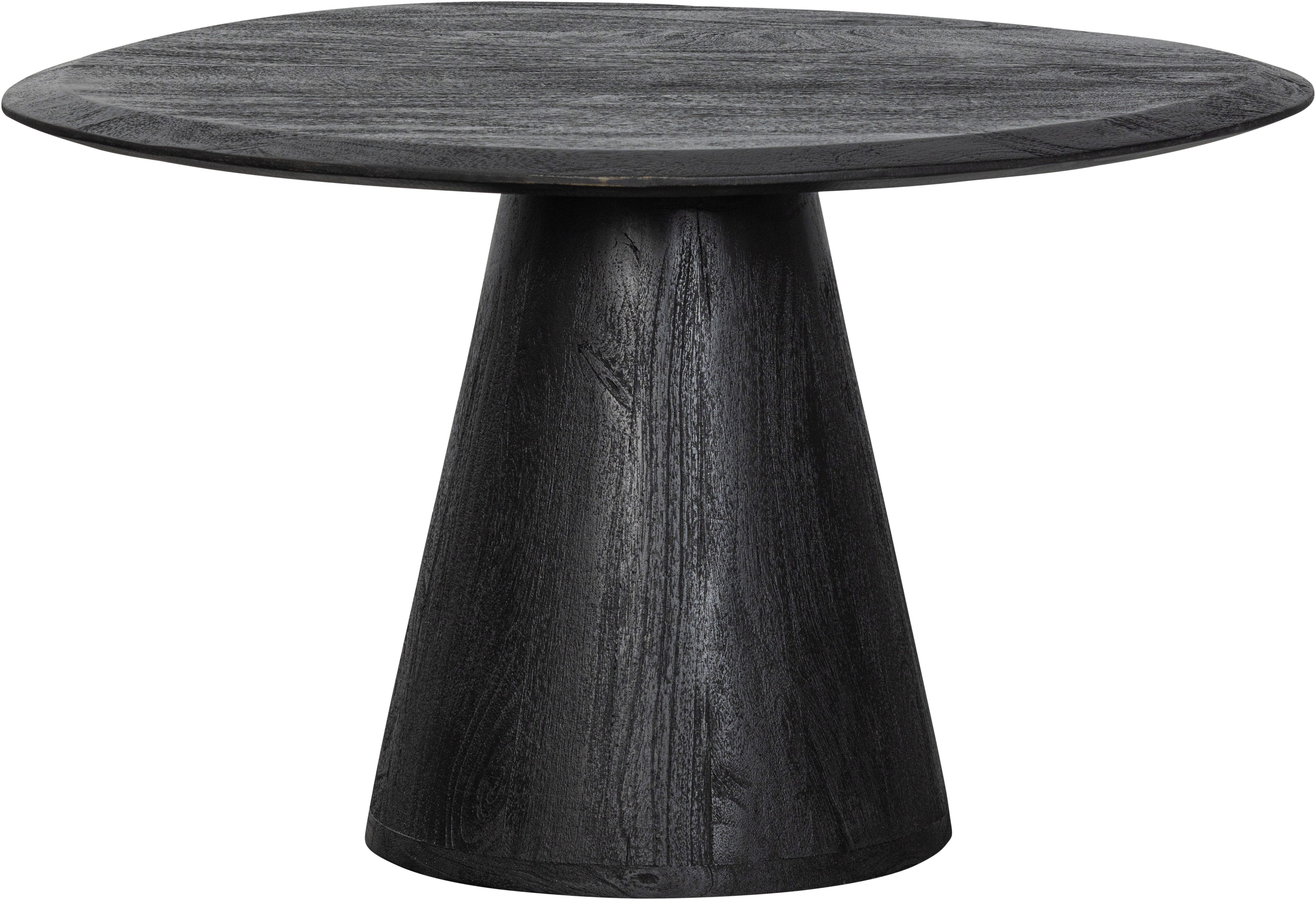 WOOOD Couchtisch Posture aus Mangoholz mit abgeflachter Tischkante 70x63x42 cm, Tragkraft 15 kg, Standfuß Ø 15–32 cm geschlossen, Plattendicke 3 cm