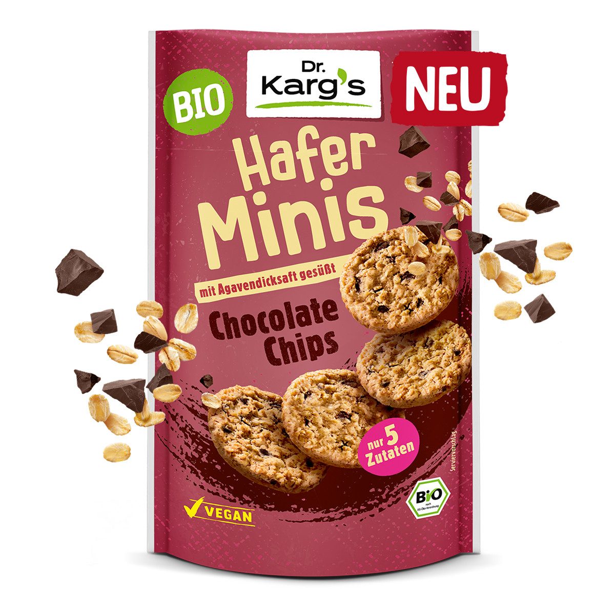 Dr. Kargs Brot, Dr. Kargs Bio Hafer Minis Chocolate Chips mit Agavendicksaft 85g