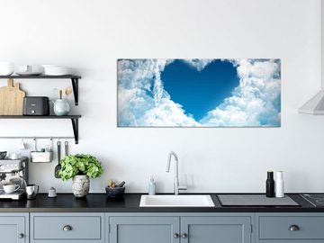 Pixxprint Glasbild Romantisches Herz in den Wolken, Romantisches Herz in den Wolken (1 St), Glasbild aus Echtglas, inkl. Aufhängungen und Abstandshalter