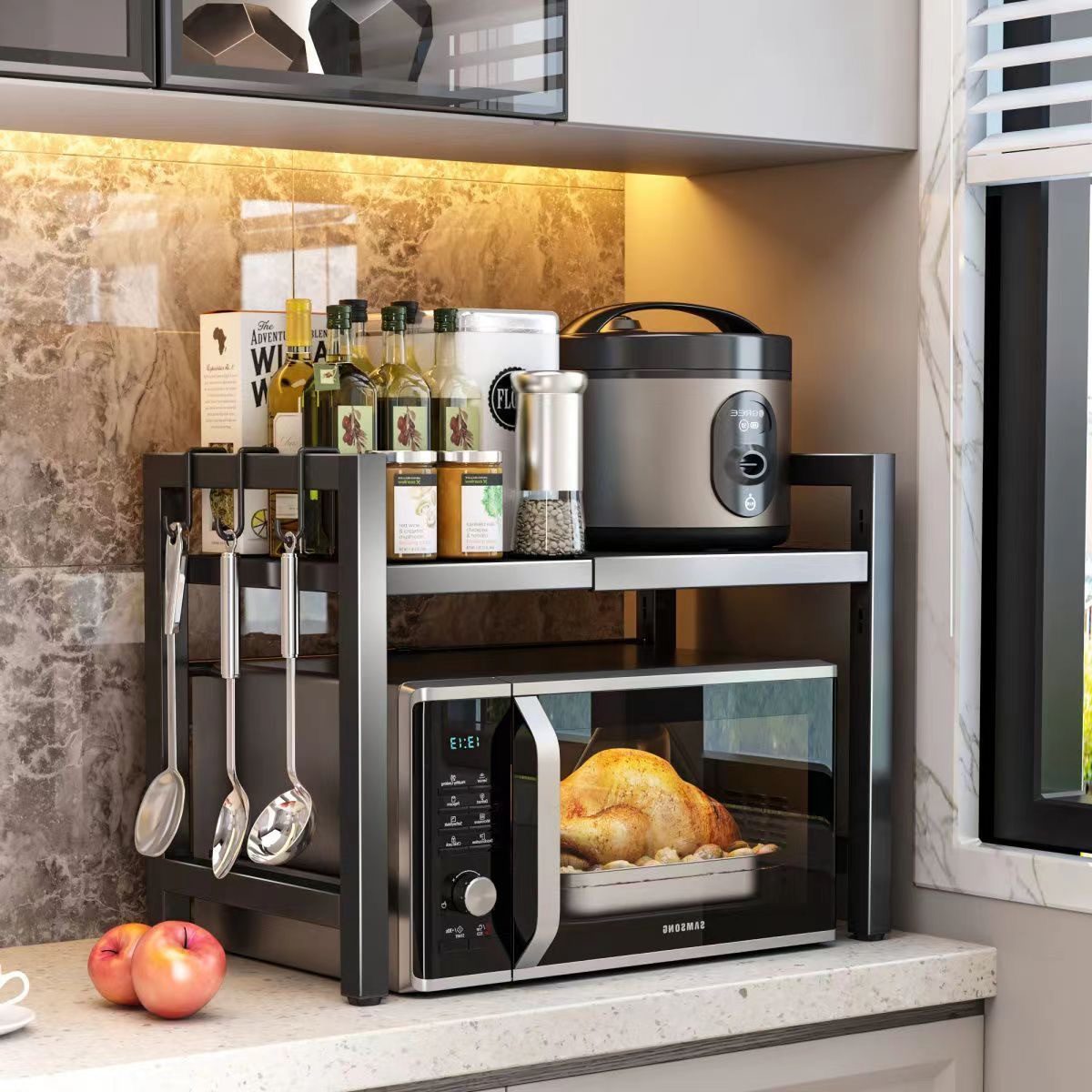 Masbekte Küchenregal, 40-64cm Ausziehbarer Mikrowellenregal mit günstig online kaufen