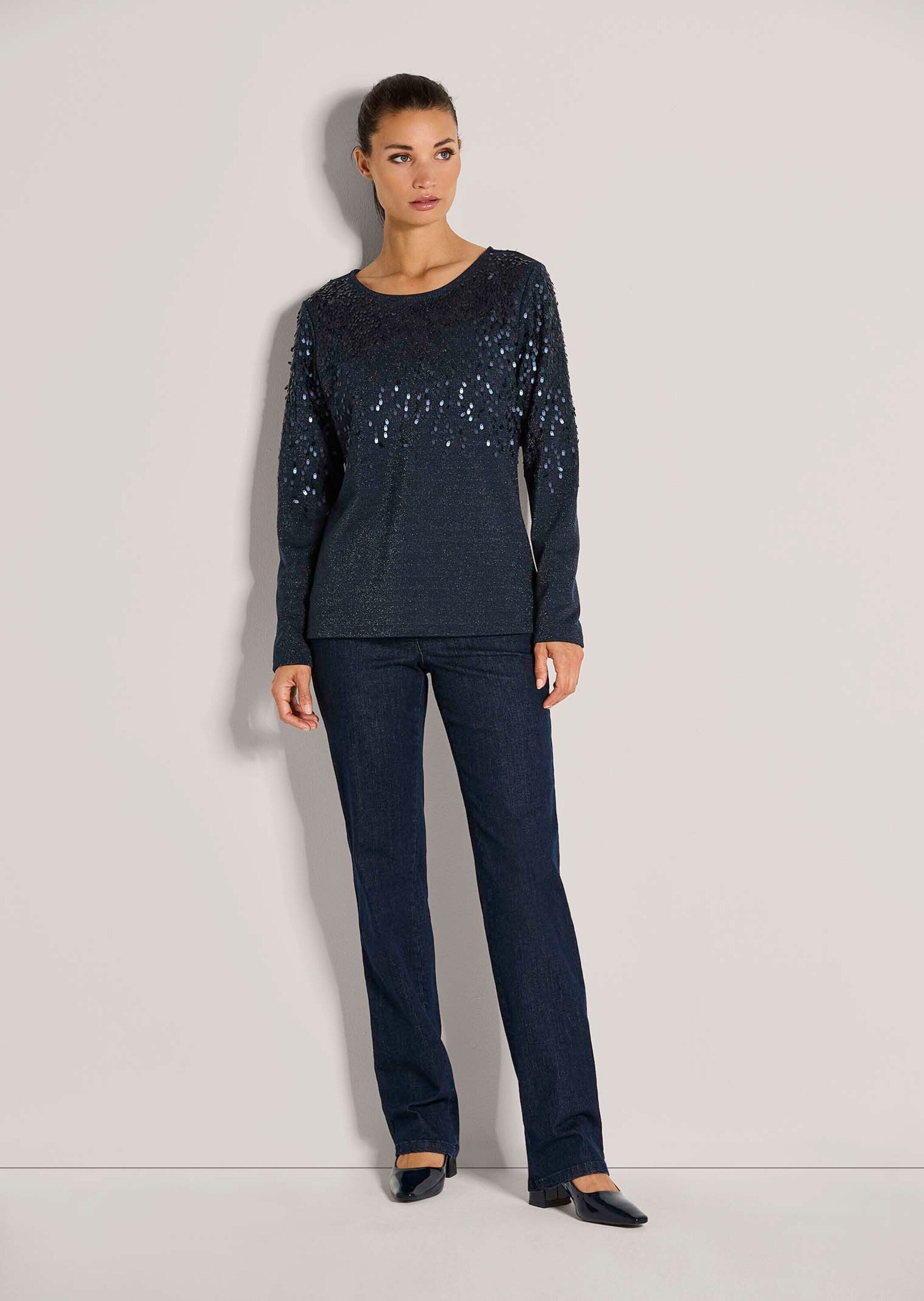 MADELEINE Langarmshirt Glitzeroberteil mit funkelnden Details Eleganter Dam günstig online kaufen