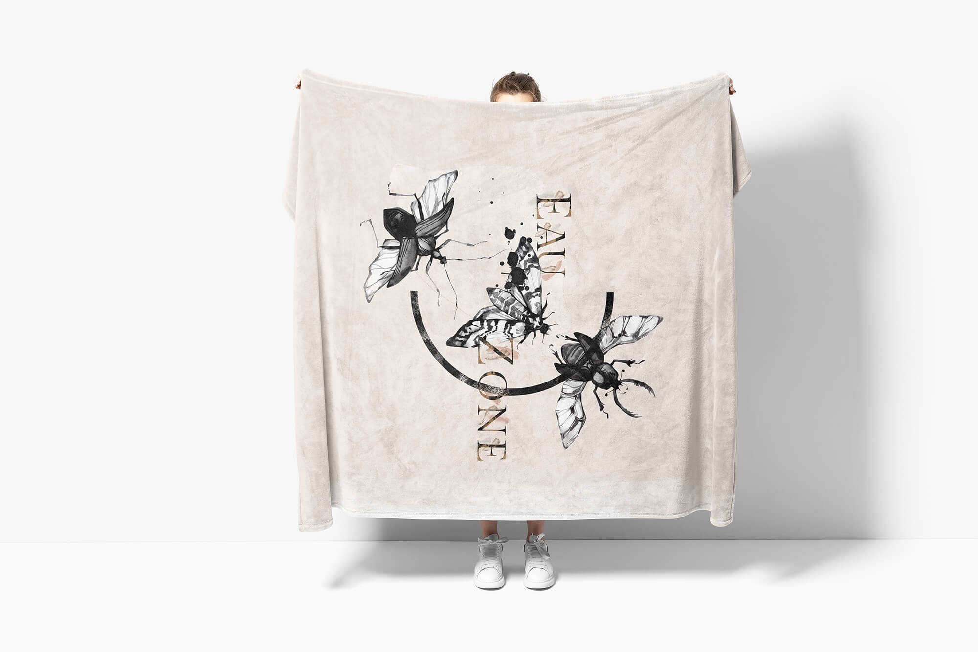 Baumwolle-Polyester-Mix Insekten Kuscheldecke Handtücher Sinus (1-St), Art Handtuch Handtuch Saunatuch Motiv, Kunstvoll Strandhandtuch