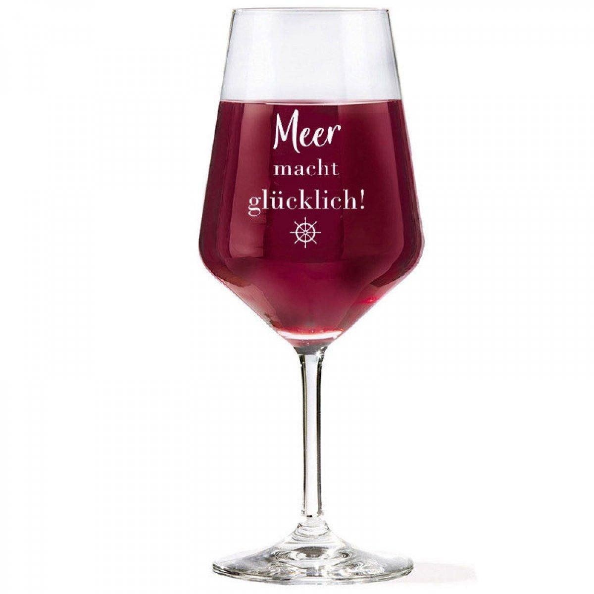 GILDE Weißweinglas Weinglas Wellenglück Meer macht Glücklich Glas