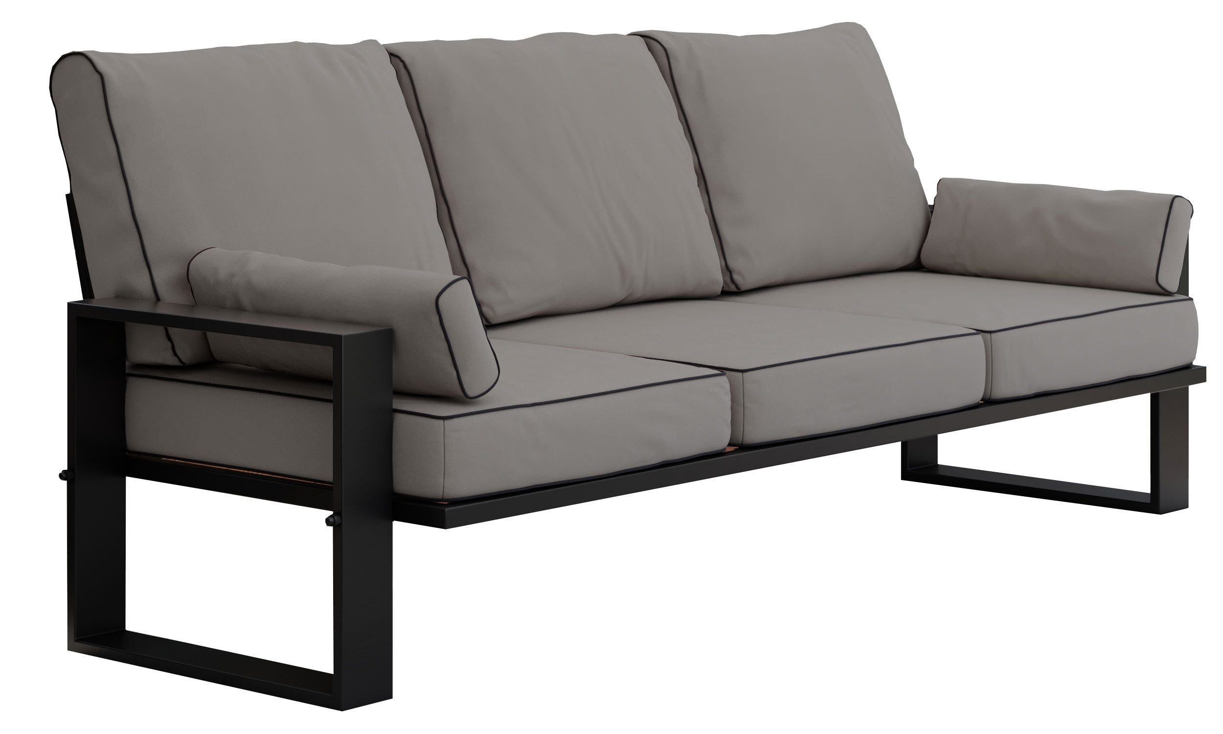 MKS MÖBEL Sofa ELBA, Wellenfeder, Metallbeinen, T30-Schaum, Outdoor Sofa, Terrasse, Outdoor Gartensofa, 3-Personen, Metallrahmen, Wetterfest