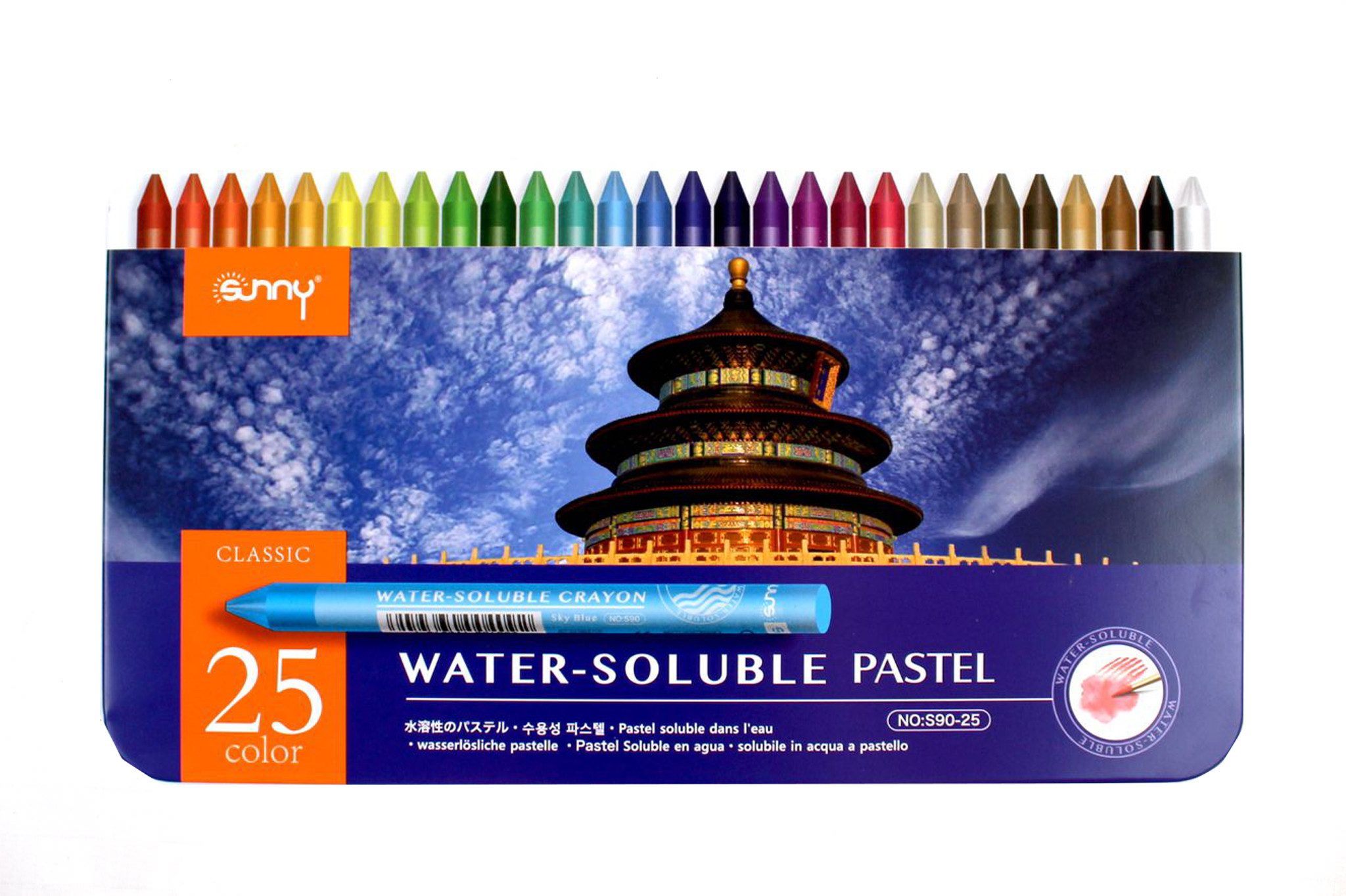 ´SUNNÝ Pastellkreide Aquarelle Pastellkreide 12/25 Stk. mit Wassertankpinsel, wasserlöslich, im Metallbox, wasservermalbar, ideal für Künstler Studenten Hobbymaler
