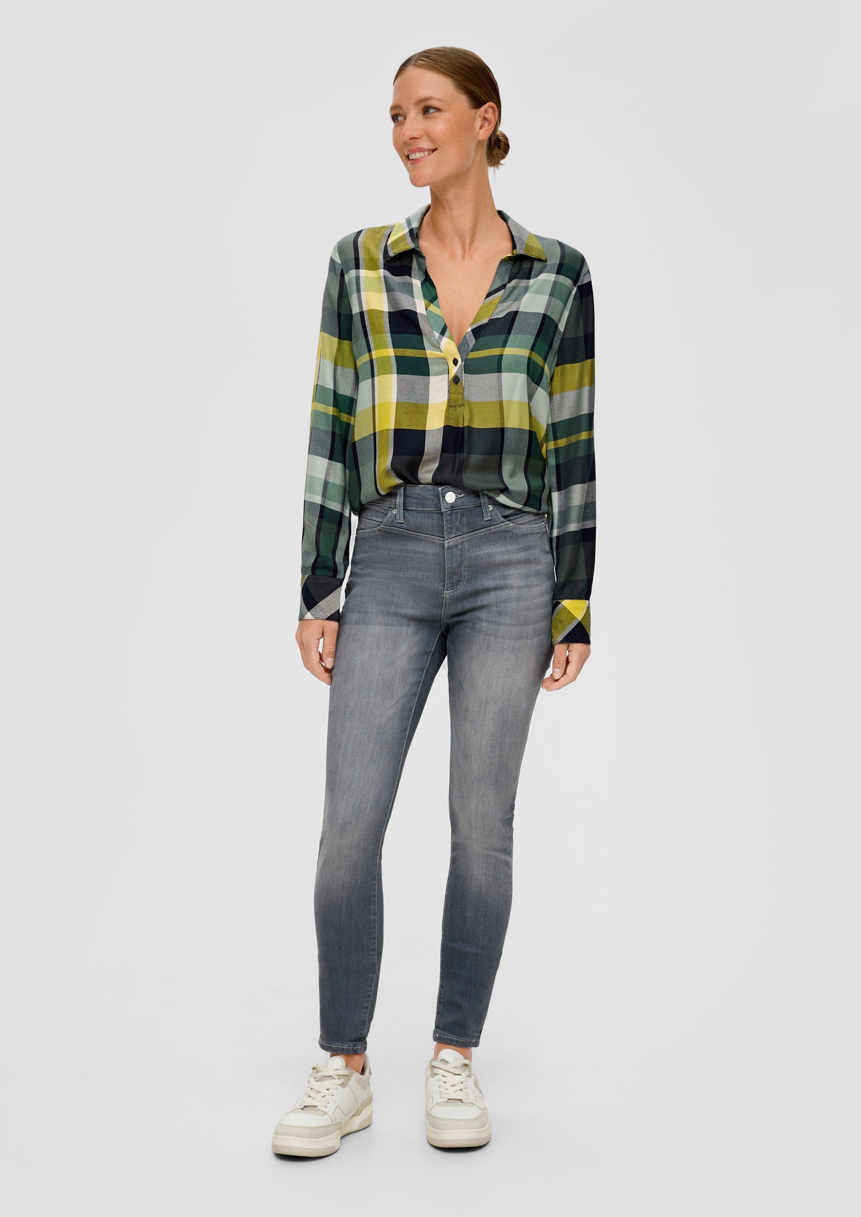 s.Oliver 5-Pocket-Jeans Jeans Izabell / Skinny Fit / Mid Rise / Skinny Leg Label-Patch grau