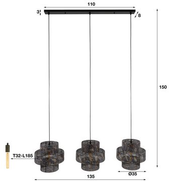 WohnAura Pendelleuchte Hängelampe Lantern - 3-Flammig, Nein