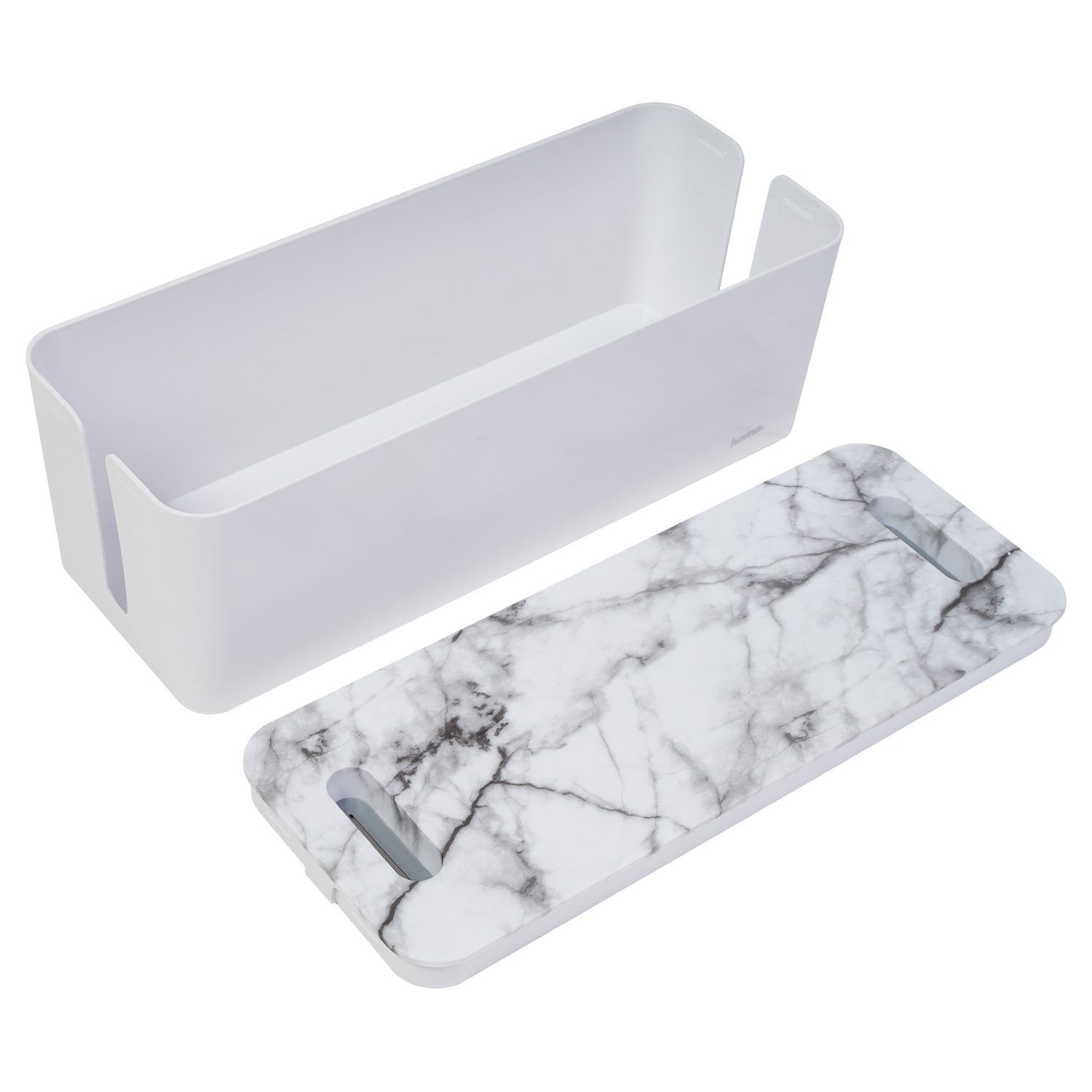 Hama Kabelbox Marmor-Design Kabelmanager Ladebox Mehrfachsteckdose, Kabel-Organizer Kabelmanagement Kabel-Aufbewahrung Kabelkasten Büro