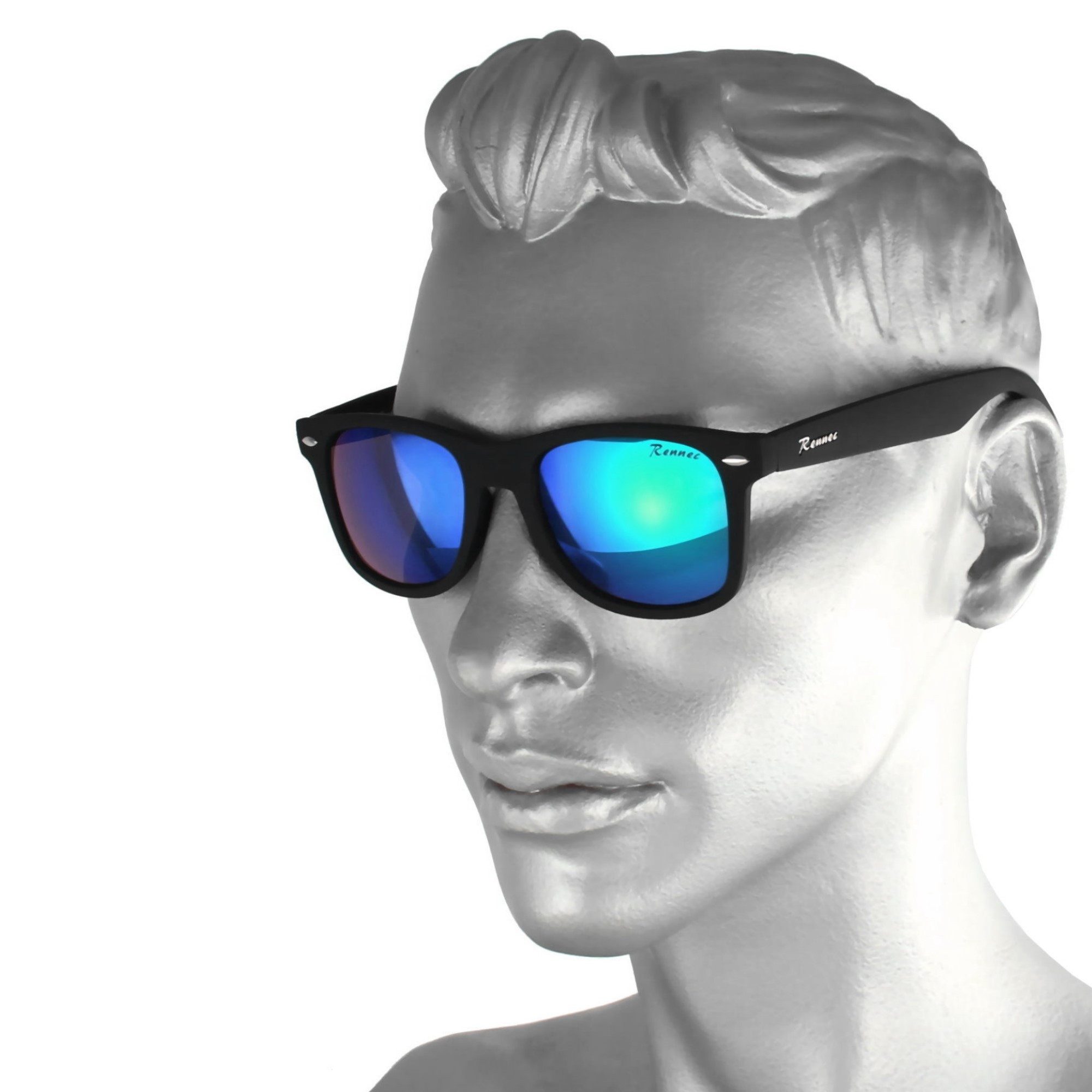 Rennec Sonnenbrille (Retro Markenbrille Schwarz Matt günstig online kaufen