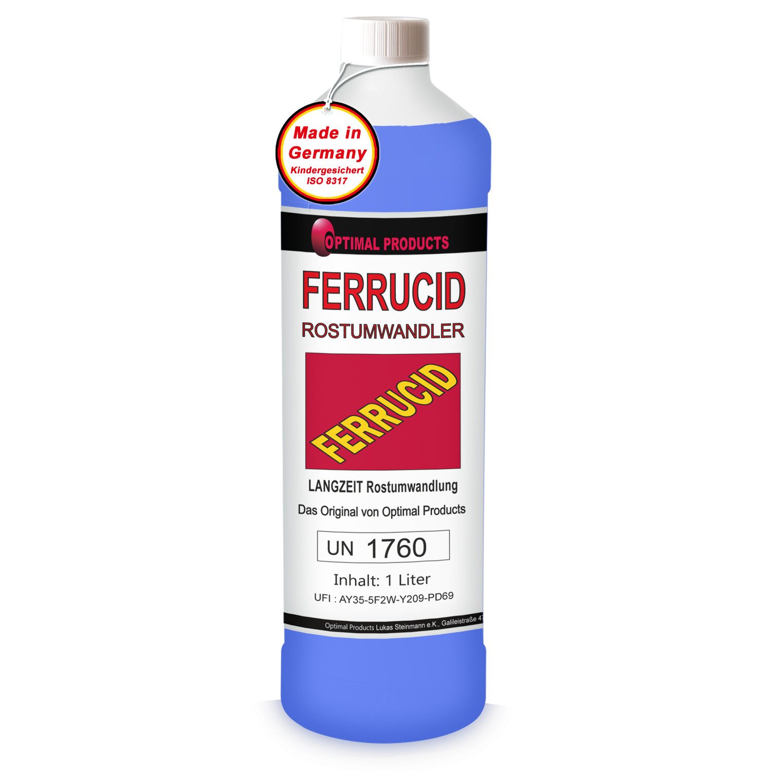Optimal Products die bessere Lösung Ferrucid Rostumwandler Средство для удаления ржавчины (1 Liter + Sprayer Rostumwandlung, Witterungsbeständig, Korrosionsschutz, Lackierbar)