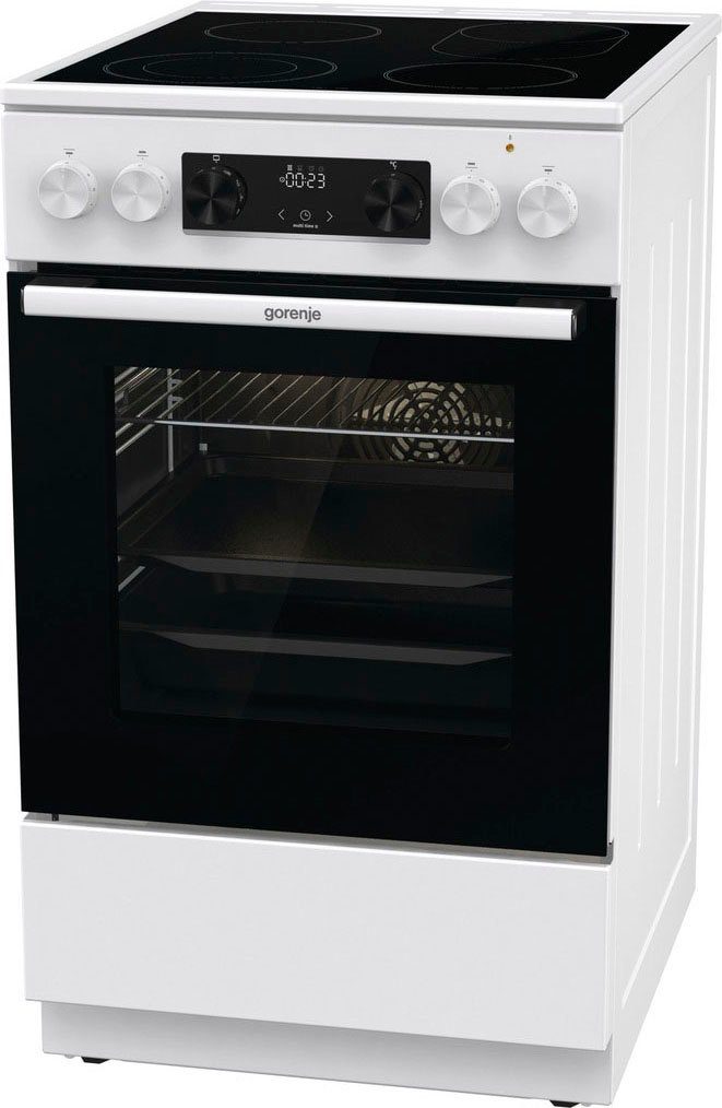 GORENJE Elektro-Standherd GECS5C70WA, mit 1-fach-Teleskopauszug, Aqua Clean, Knusprig genießen – ganz ohne Extra-Kalorien - dank AirFry-Funktion
