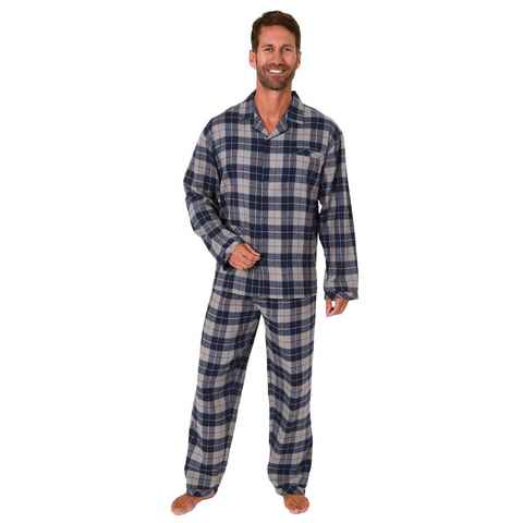 Normann Pyjama Herren Flanell Schlafanzug langarm zum durchknöpfen - 291 15 537