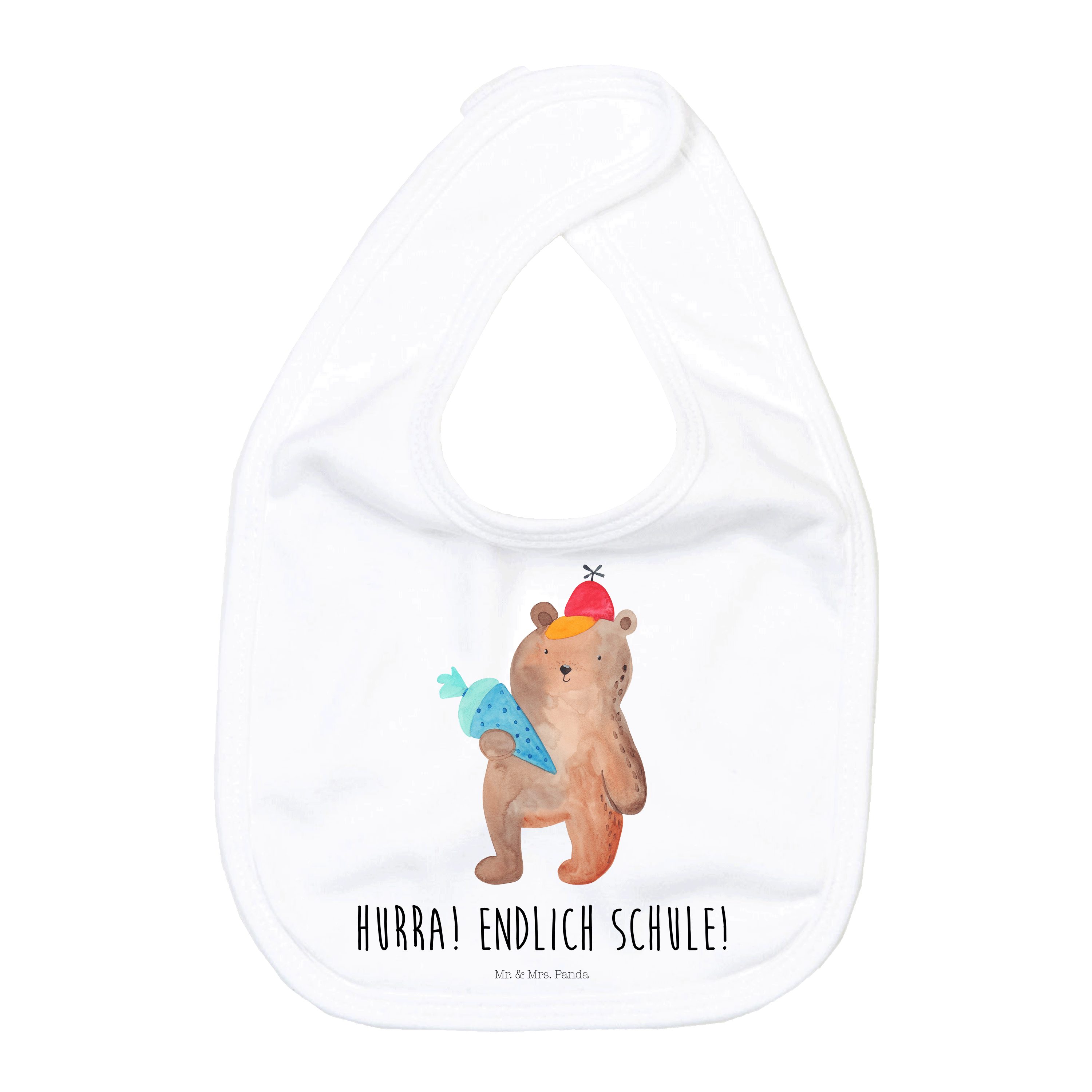 Tragetuch Bär Schultüte - Weiß - Geschenk, Teddy, Geschenk für Geburt, Lätzchen
